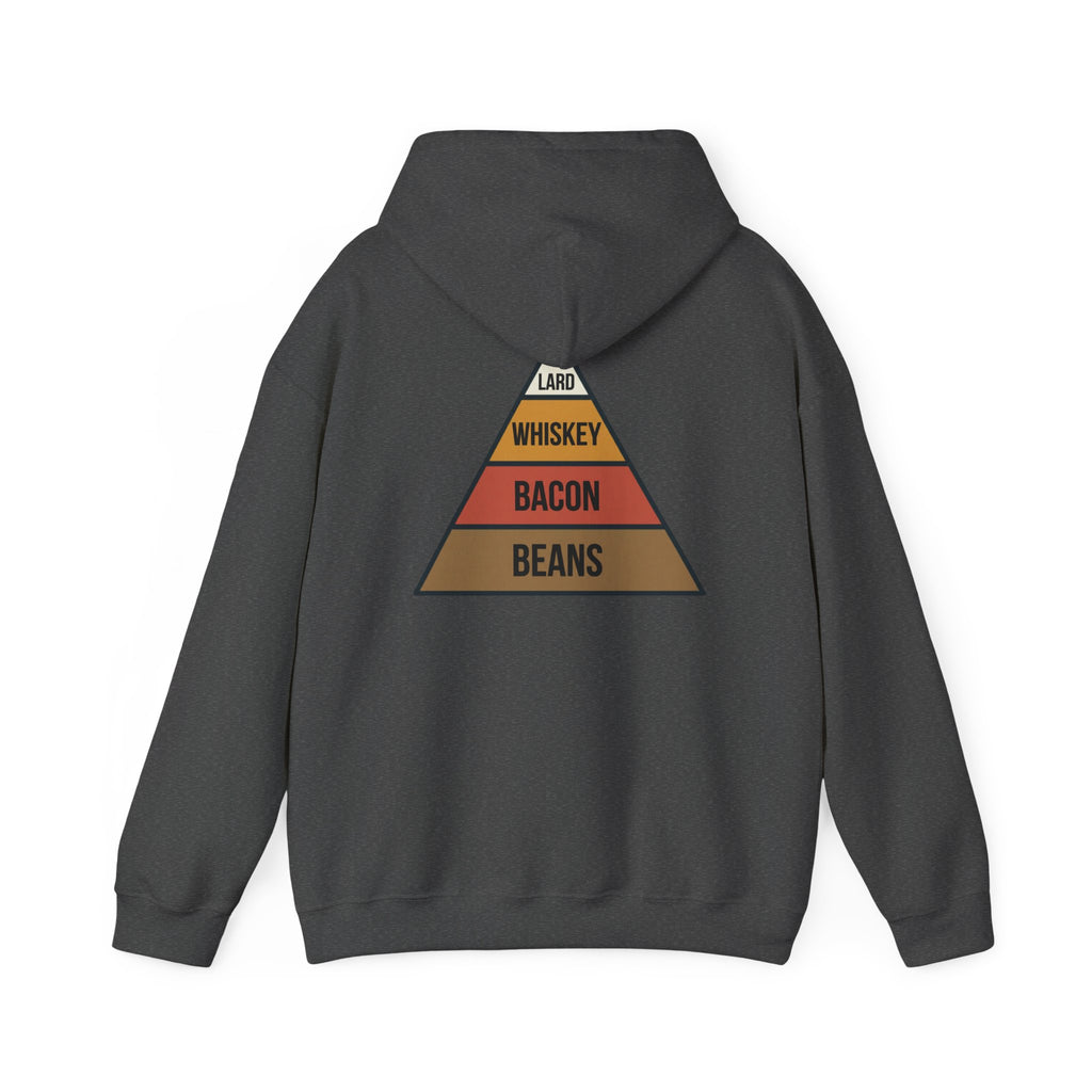 Food Pyramid Design Hoodie | Beans Bacon Whiskey Lard Illustration