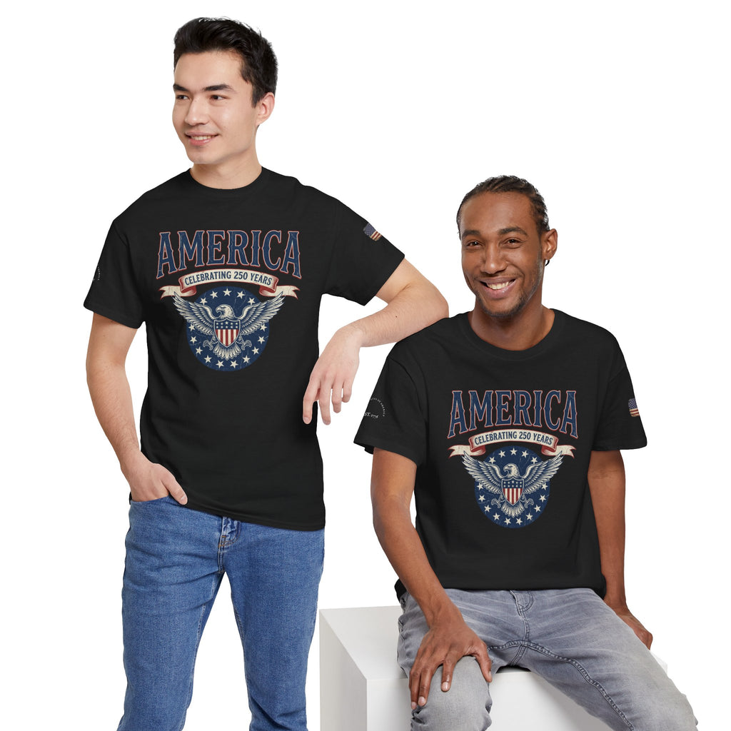 America Patriotic T‑Shirt – "America Celebrating 250 Years" Eagle Emblem