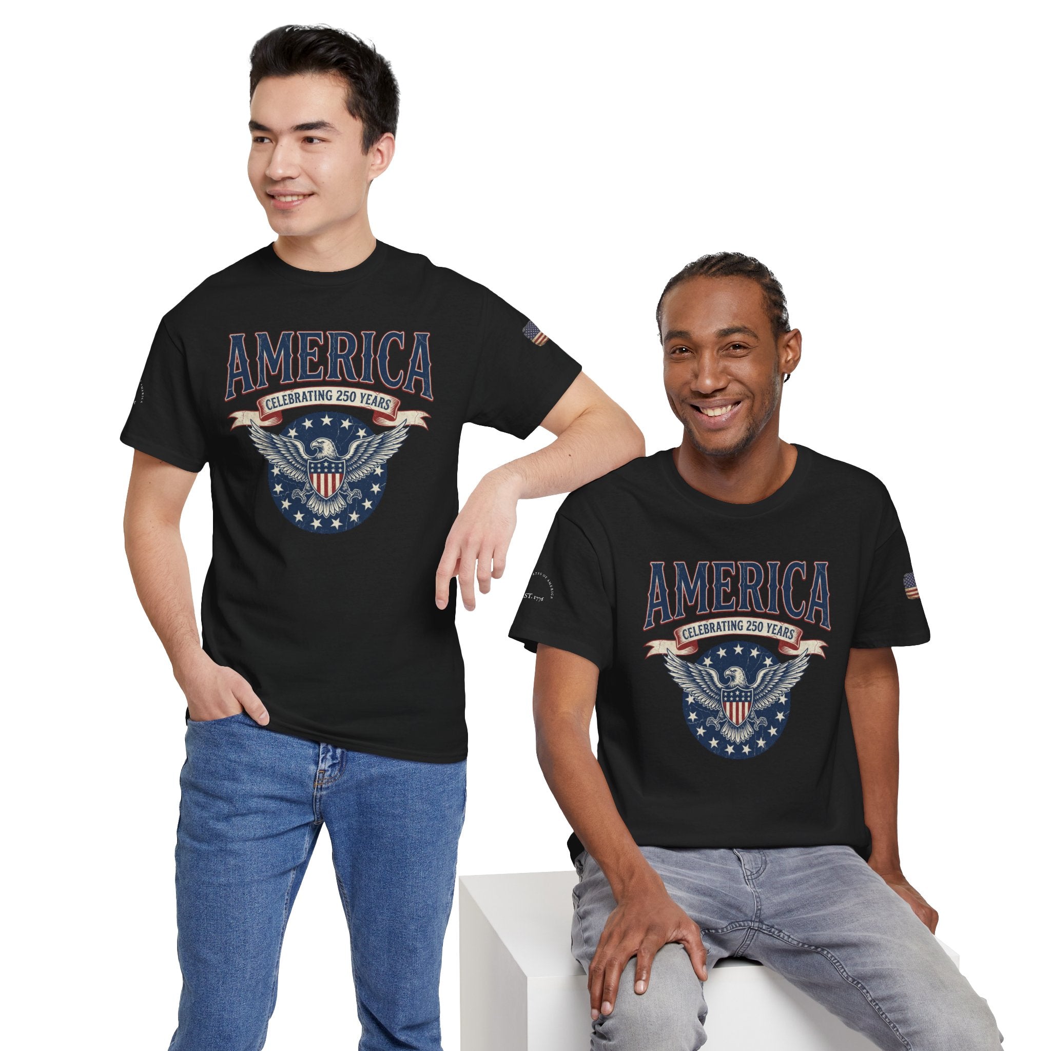 America Patriotic T‑Shirt – "America Celebrating 250 Years" Eagle Emblem