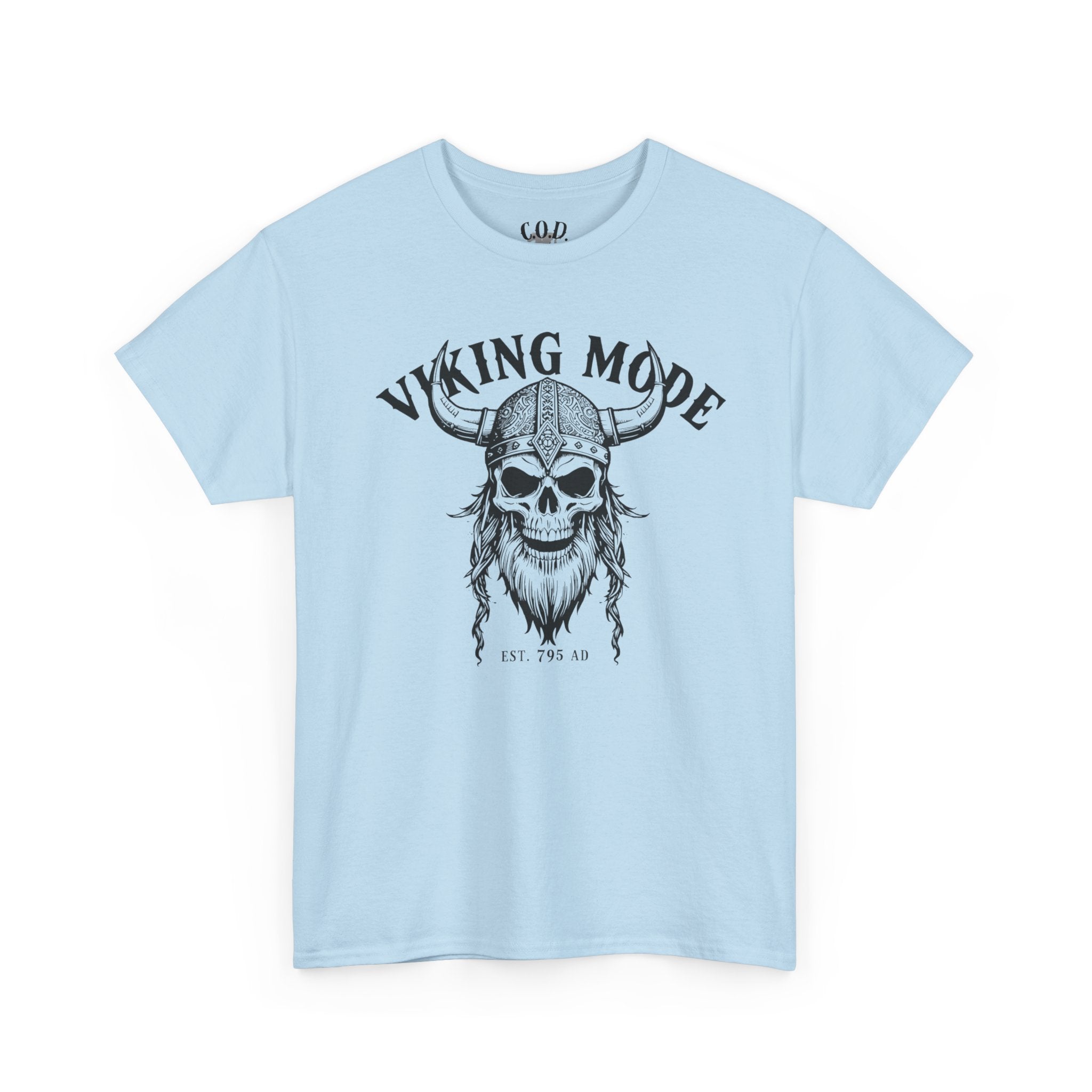 Viking Mode Skull Viking T-shirt | Norse Helmet Skull Graphic Tee