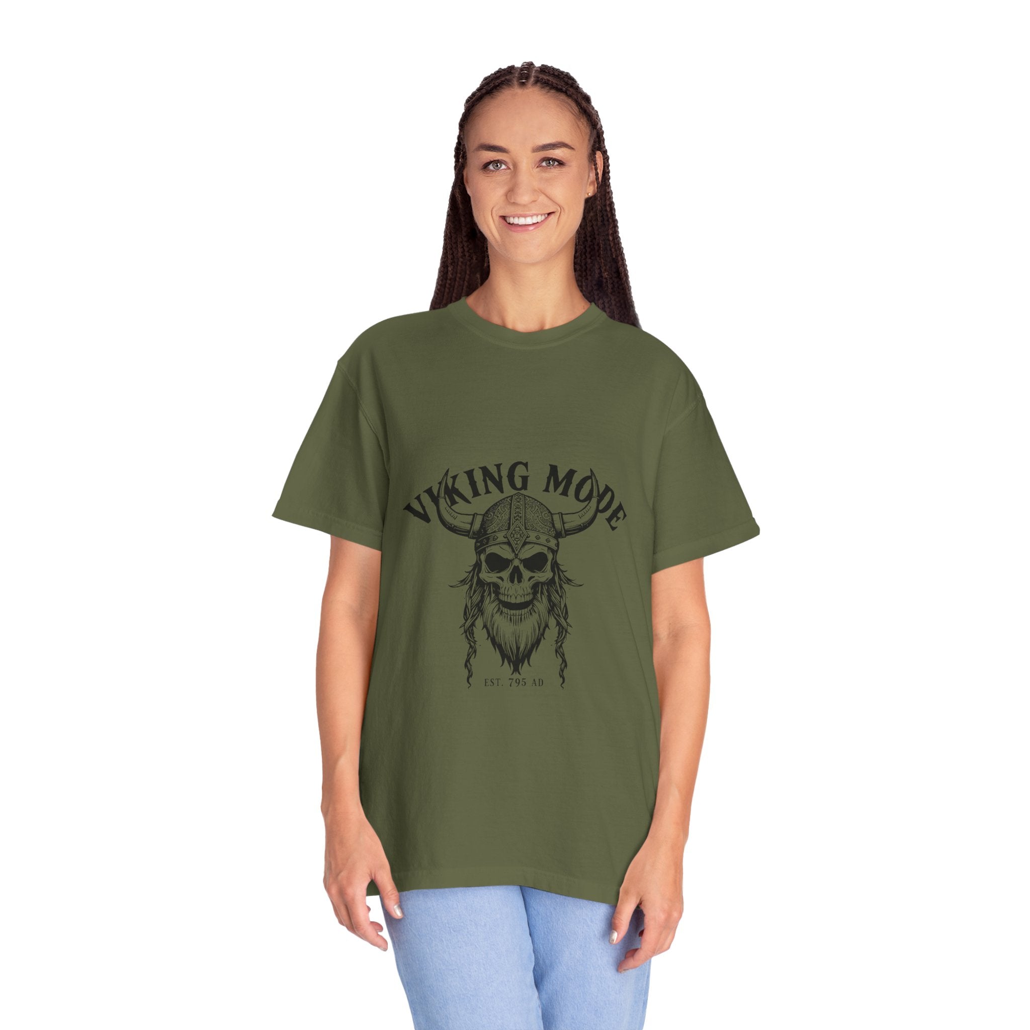 Viking Mode Skull Viking T-shirt | Norse Helmet Skull Graphic Tee