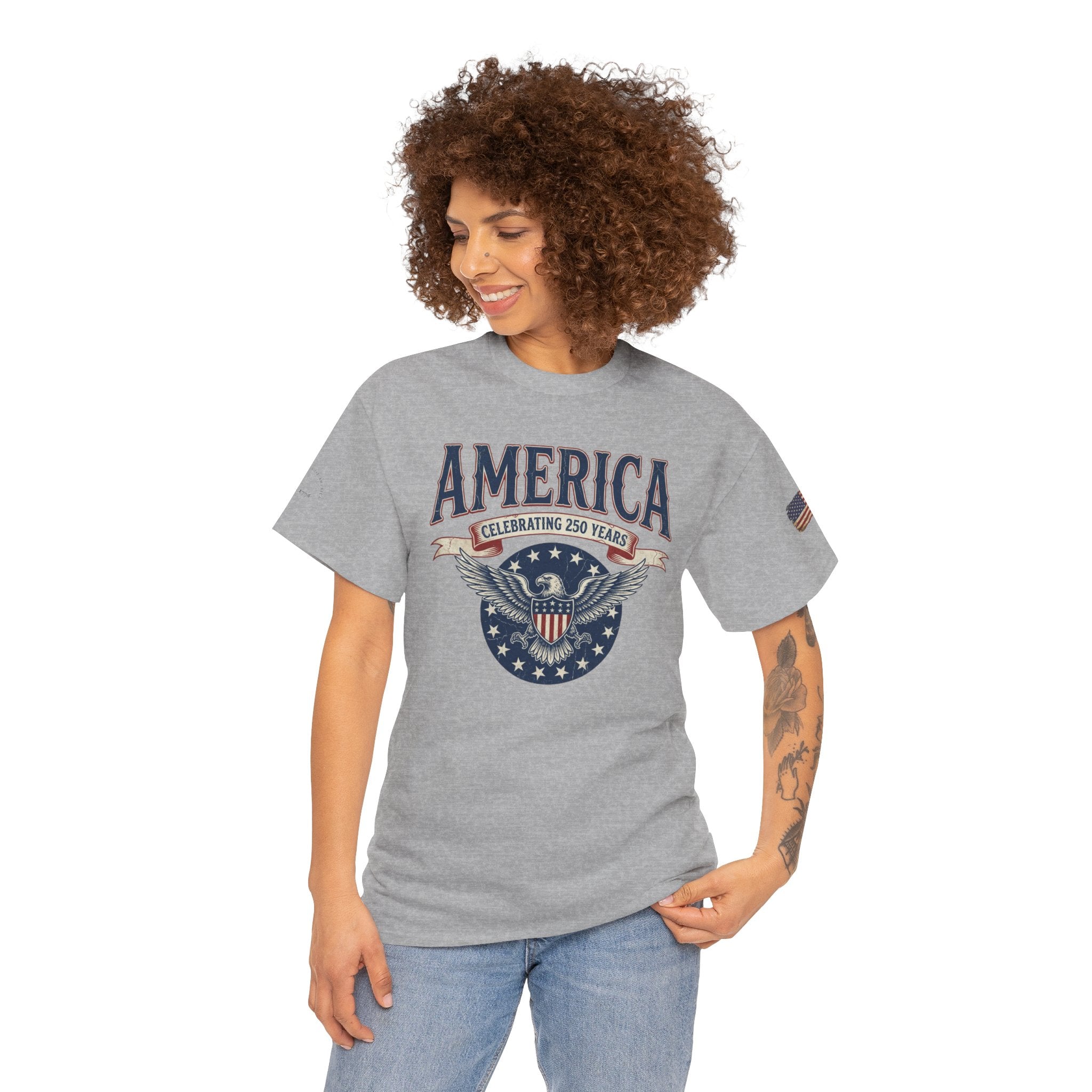 America Patriotic T‑Shirt – "America Celebrating 250 Years" Eagle Emblem