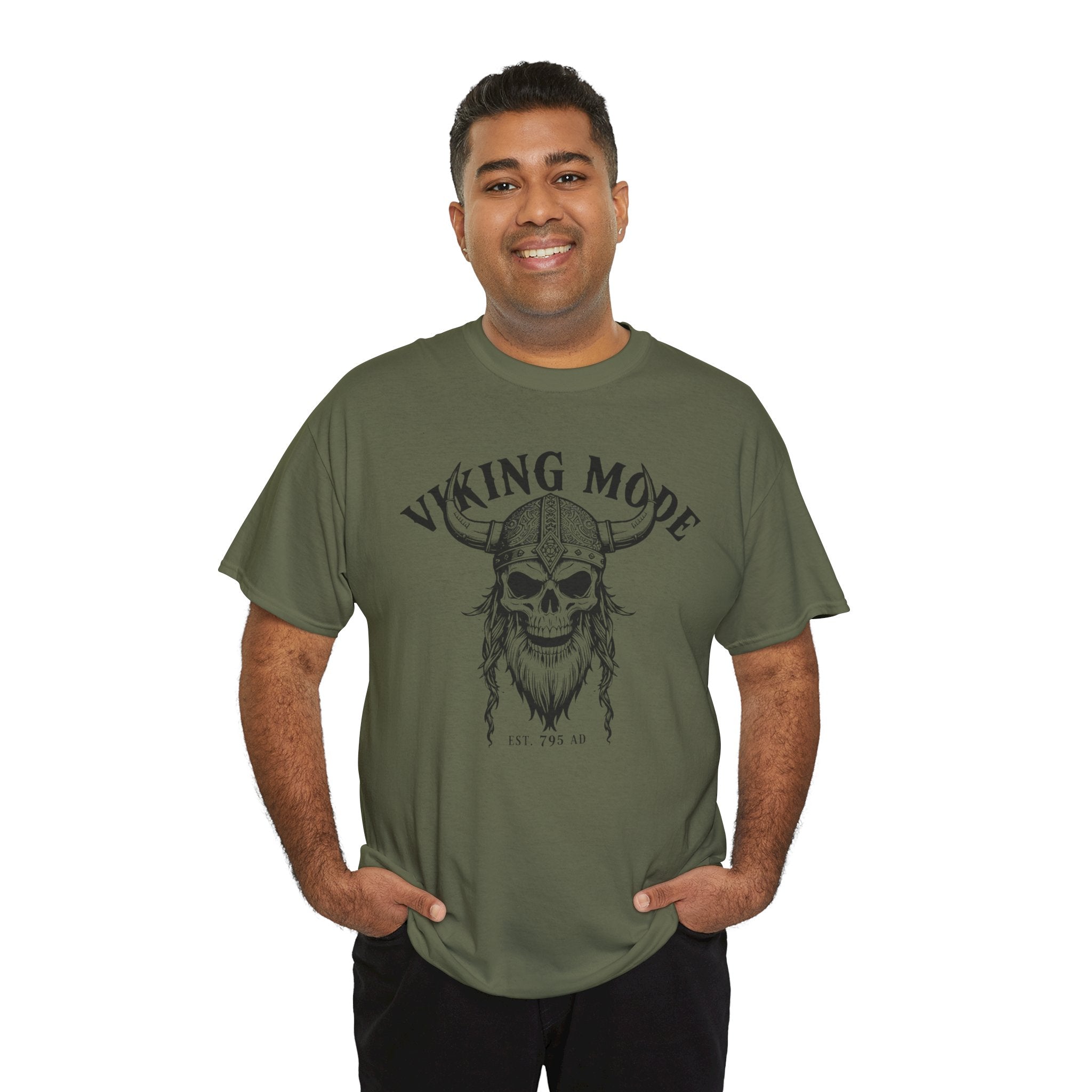Viking Mode Skull Viking T-shirt | Norse Helmet Skull Graphic Tee
