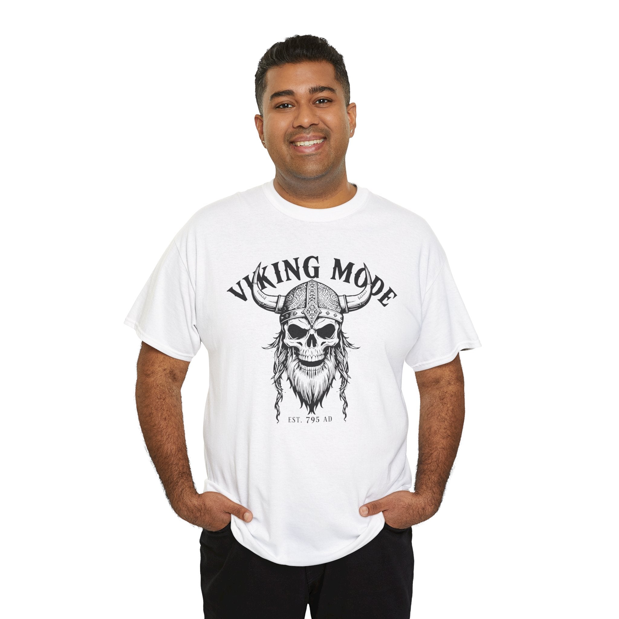 Viking Mode Skull Viking T-shirt | Norse Helmet Skull Graphic Tee