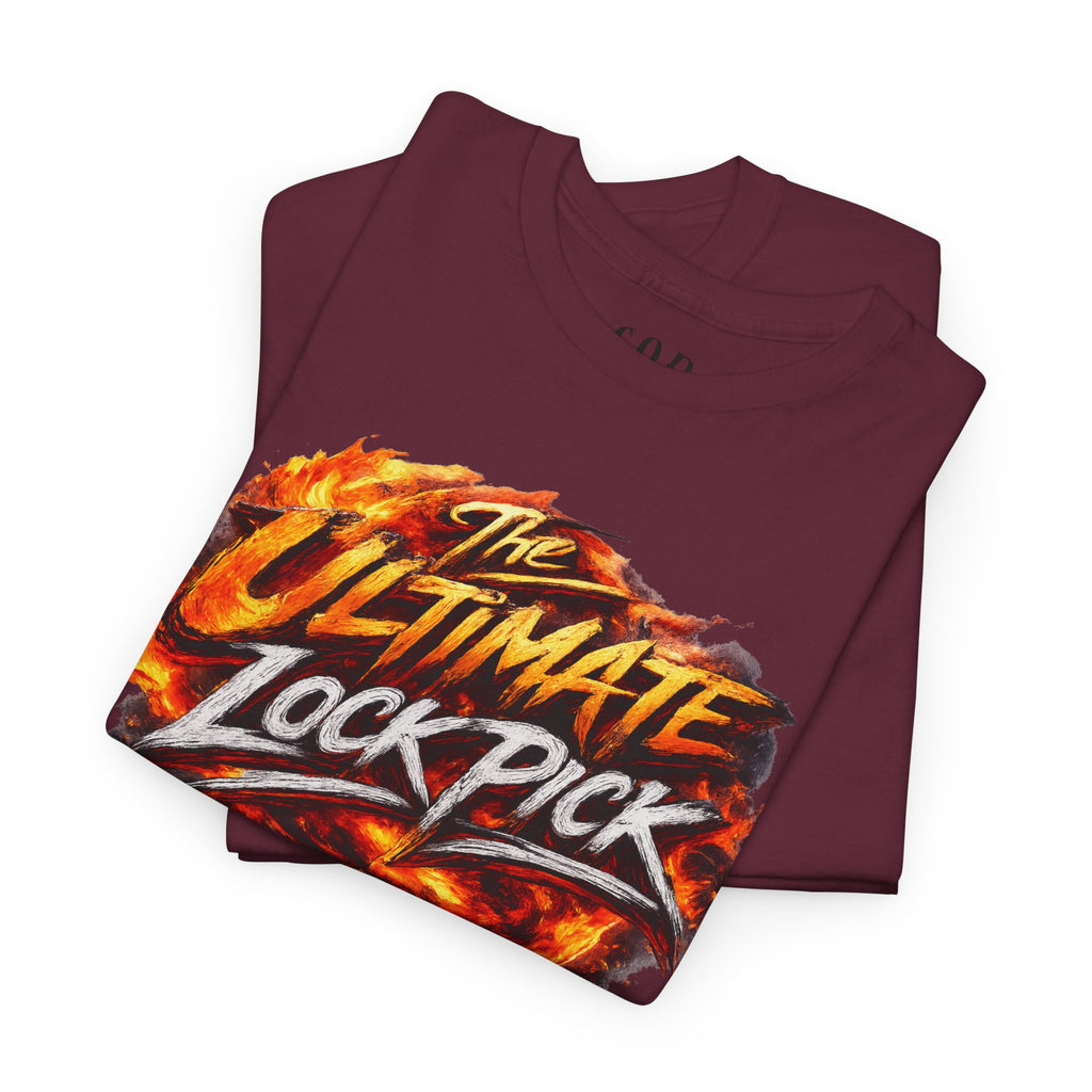 T-Shirt — "Ultimate Lock Pick" Fiery Logo Graphic Tee