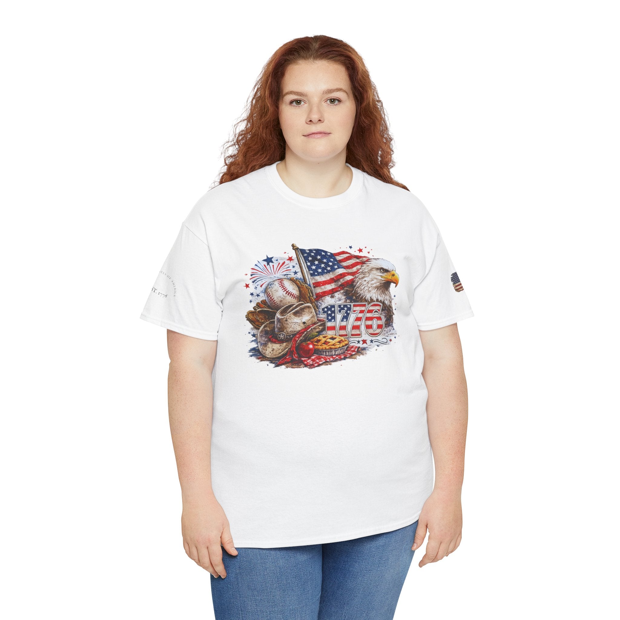 Patriotic Eagle American Flag T-Shirt — USA 1776 Military Tribute Tee