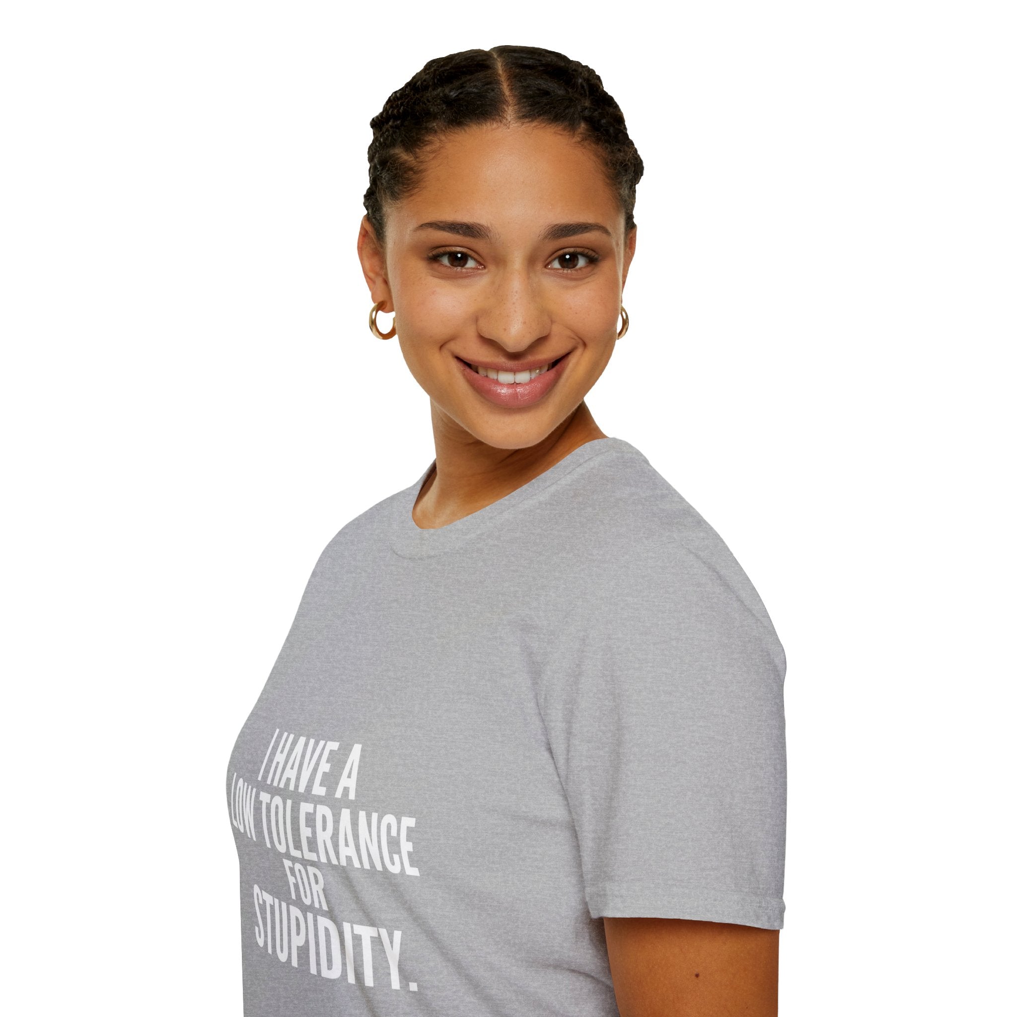 Graphic T-Shirt — "I Have a Low Tolerance for Stupidity" Bold Statement Tee