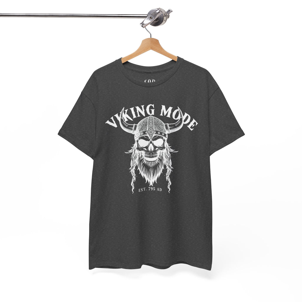 Viking Mode Skull Viking T-shirt | Norse Helmet Skull Graphic Tee