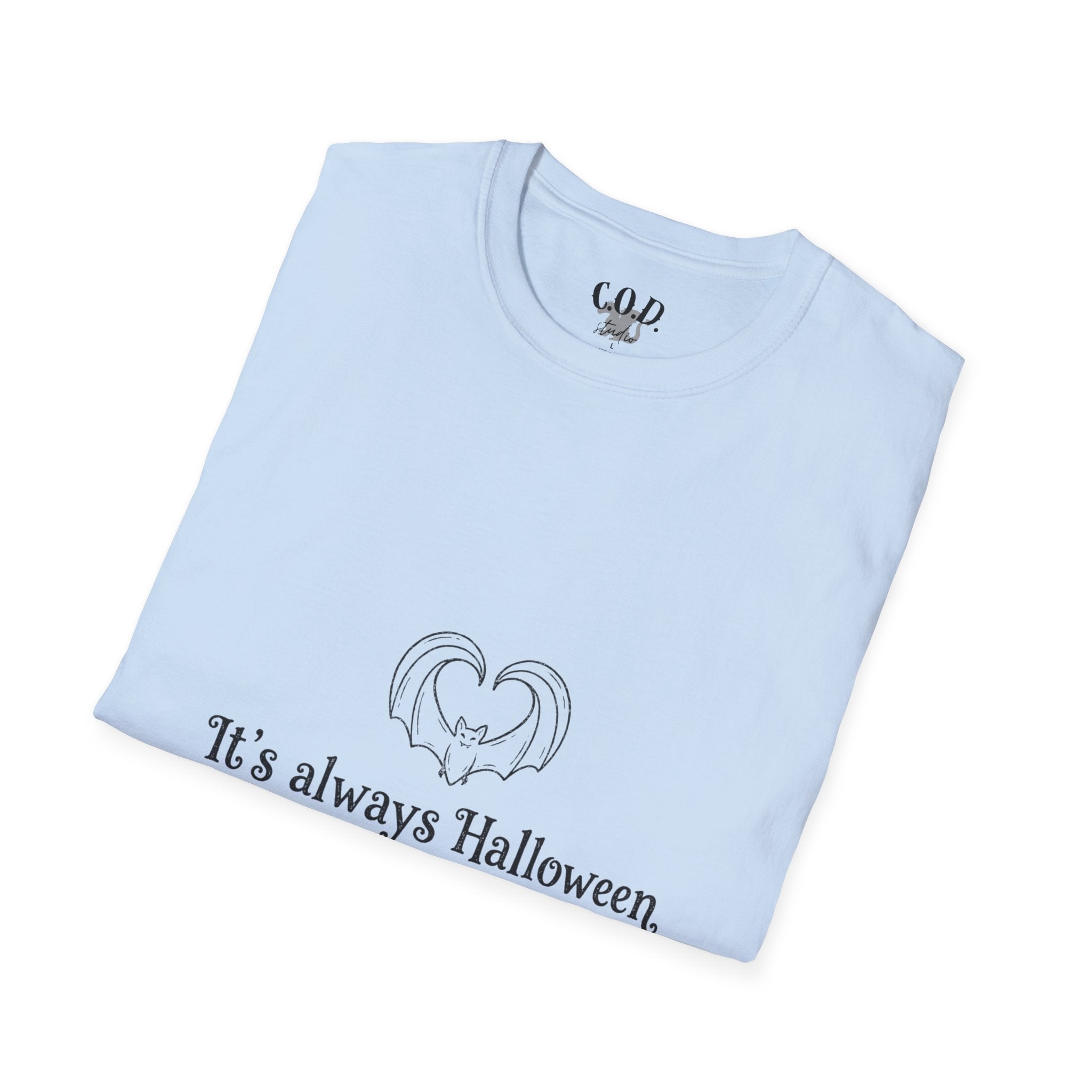 Halloween Bat Heart T-Shirt — "It's Always Halloween If You're Spooky at Heart"