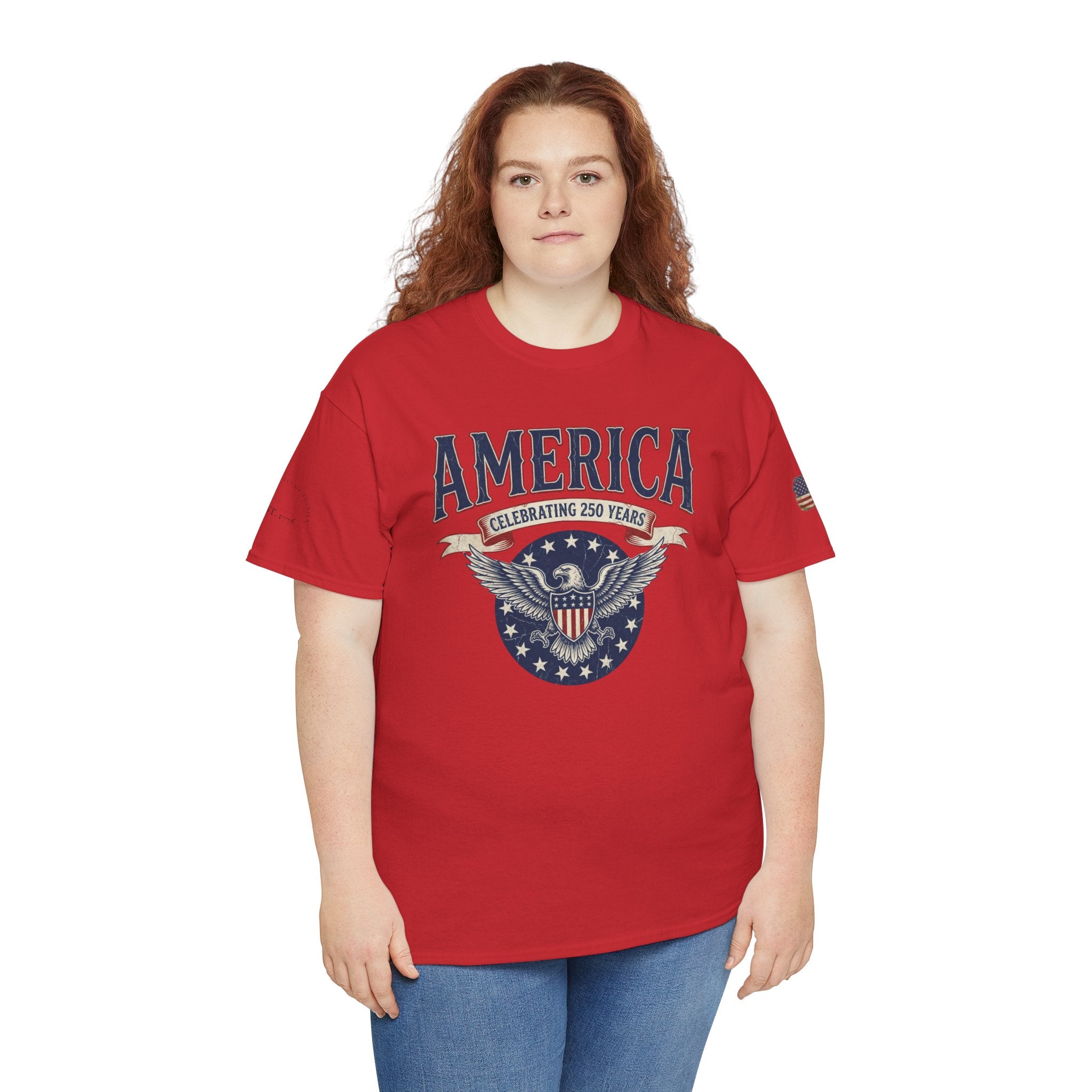 America Patriotic T‑Shirt – "America Celebrating 250 Years" Eagle Emblem