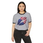 American Flag Kiss Ringer T-Shirt
