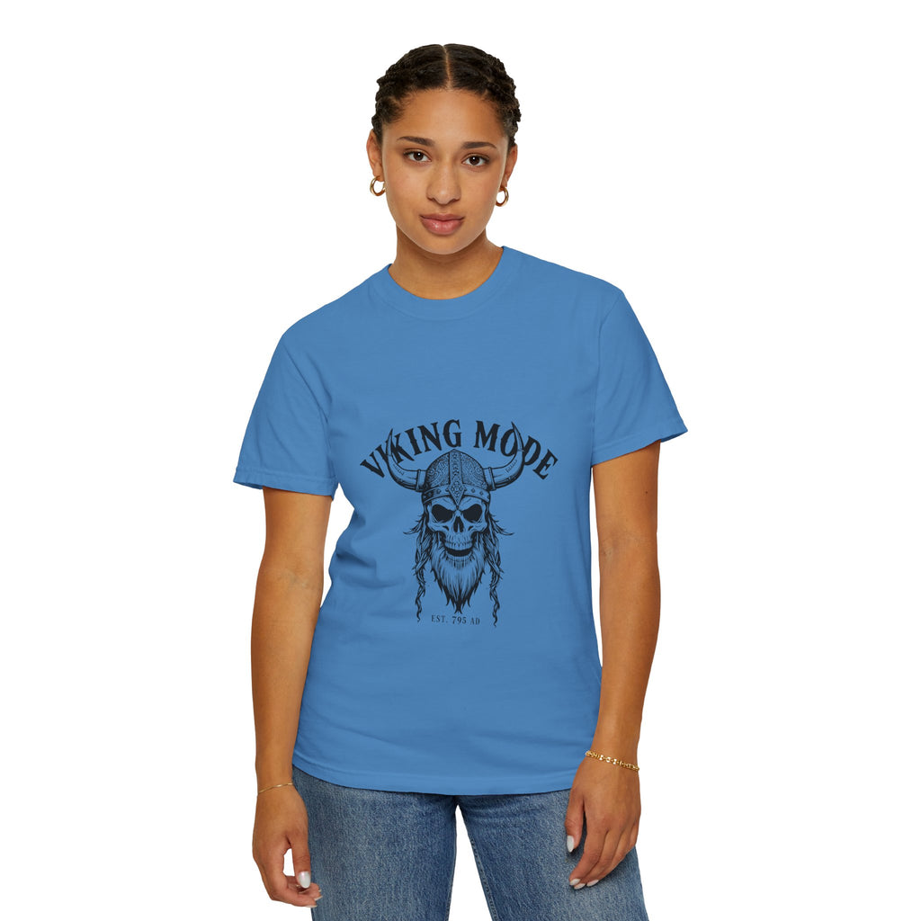 Viking Mode Skull Viking T-shirt | Norse Helmet Skull Graphic Tee