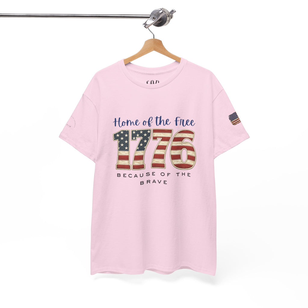 1776 American Flag Tee — "Home of the Free, Because of the Brave" Patriotic T-Shirt