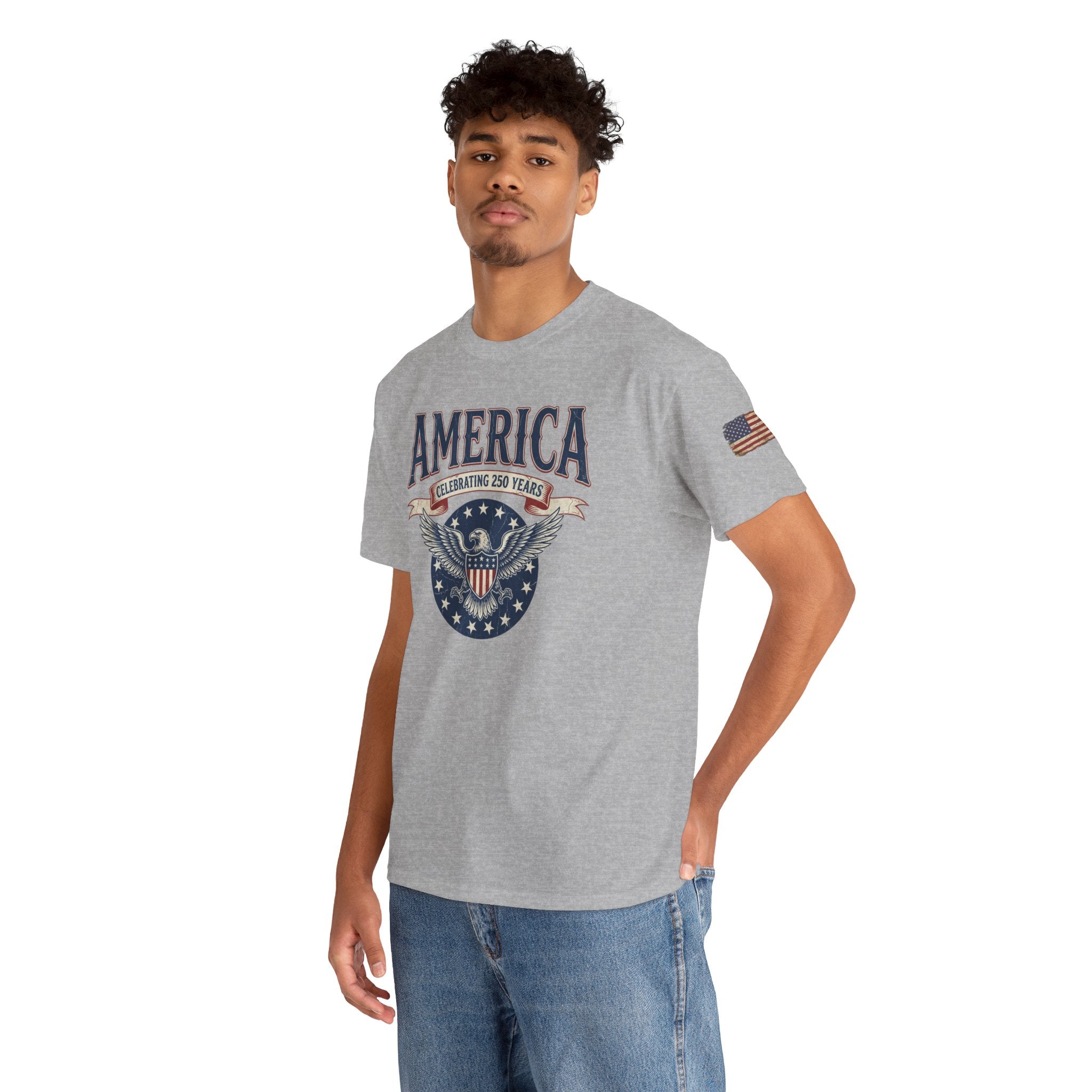 America Patriotic T‑Shirt – "America Celebrating 250 Years" Eagle Emblem