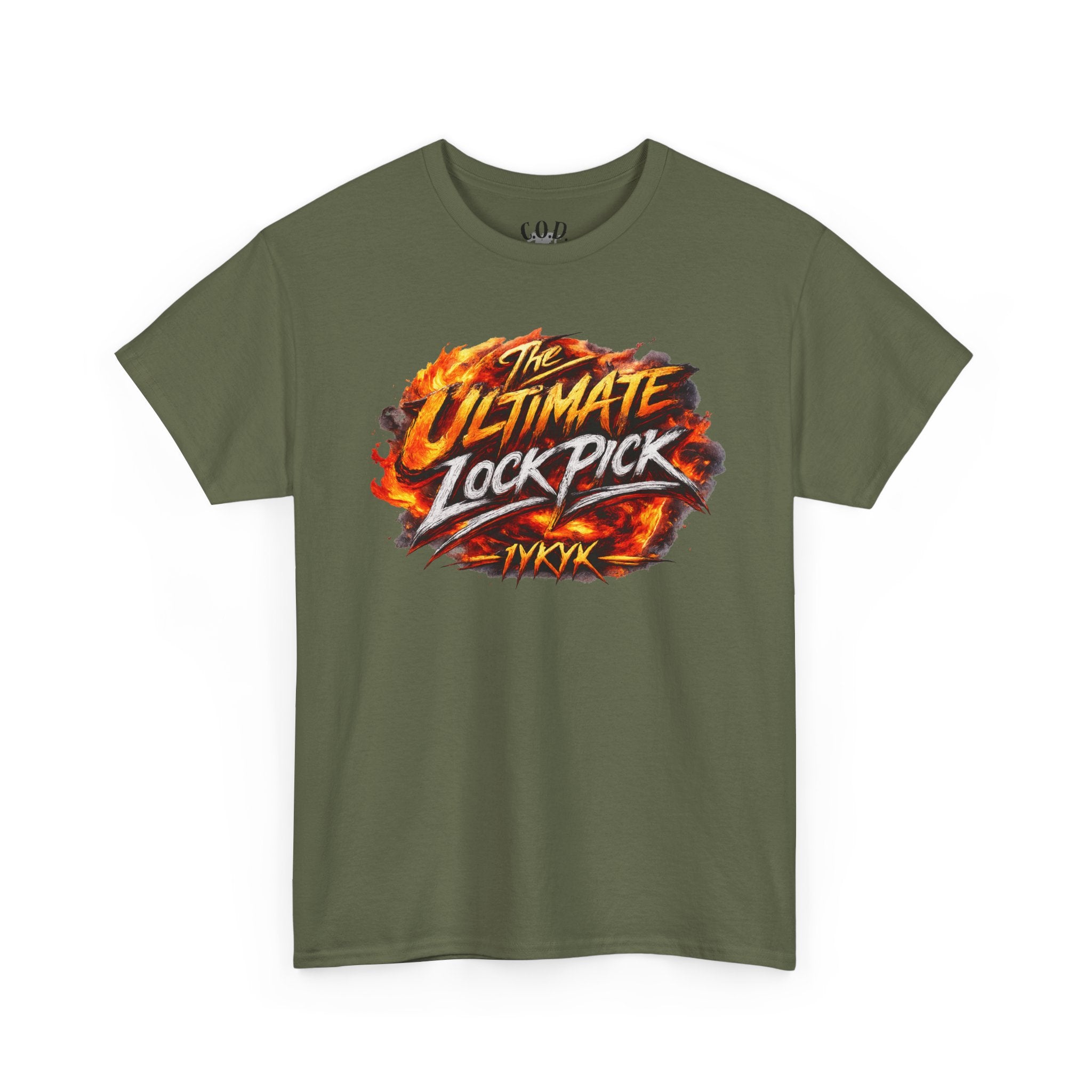 T-Shirt — "Ultimate Lock Pick" Fiery Logo Graphic Tee