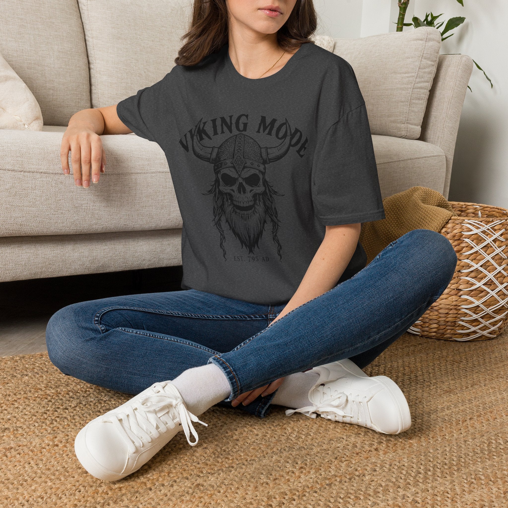 Viking Mode T-Shirt — Skull Horned Helmet Graphic
