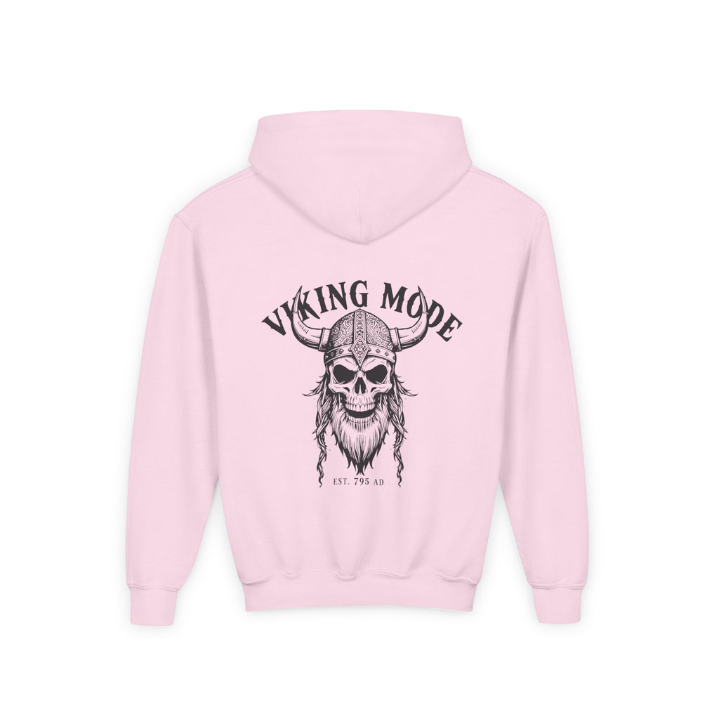 Viking Mode Skull with Horned Helmet Hoodie | Youth Hoodie