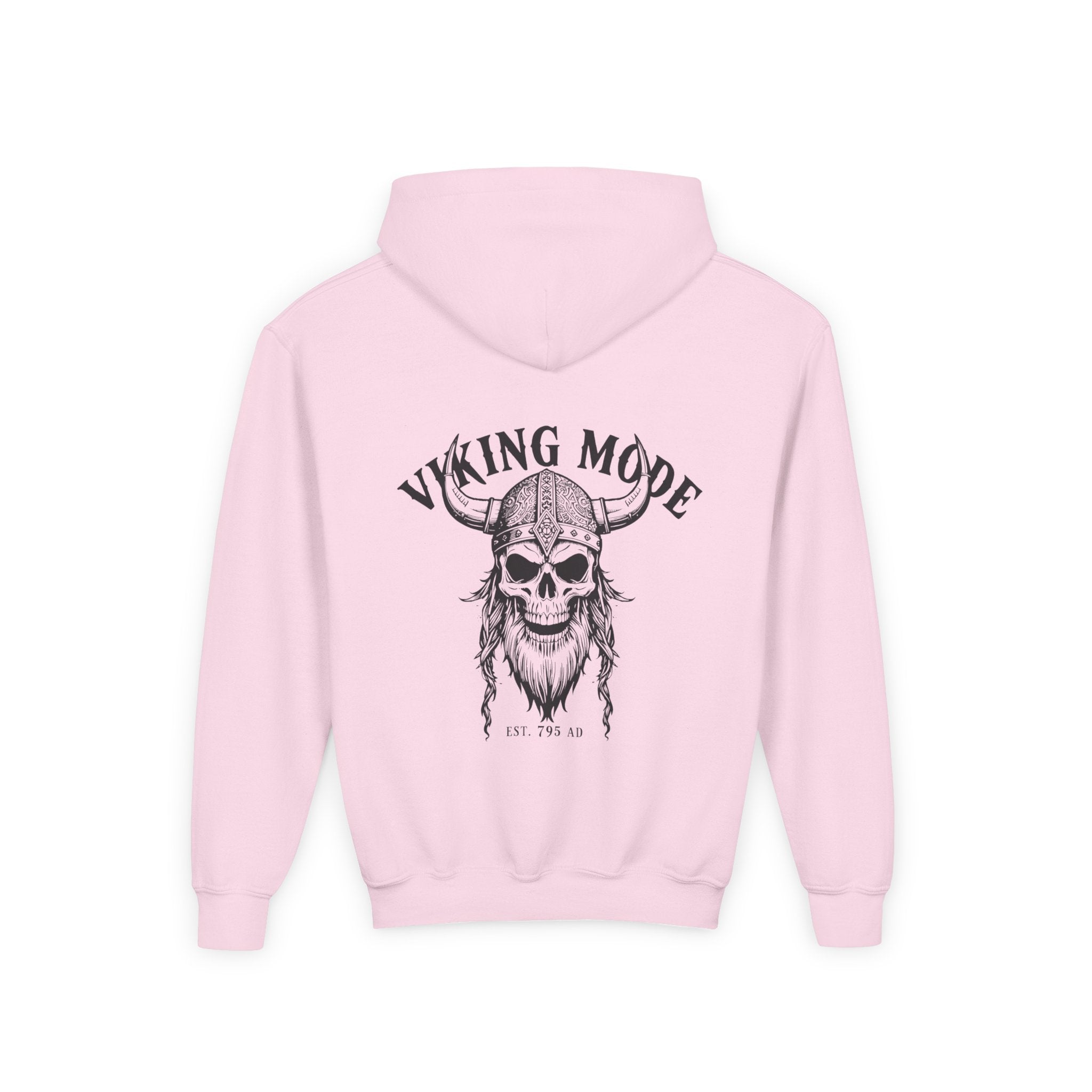 Viking Mode Skull with Horned Helmet Hoodie | Youth Hoodie