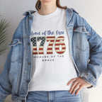 1776 American Flag Tee — "Home of the Free, Because of the Brave" Patriotic T-Shirt