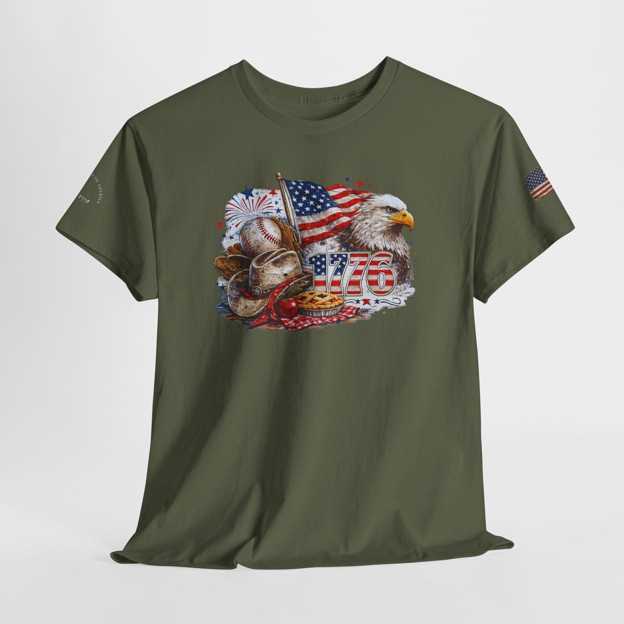 Patriotic Eagle American Flag T-Shirt — USA 1776 Military Tribute Tee