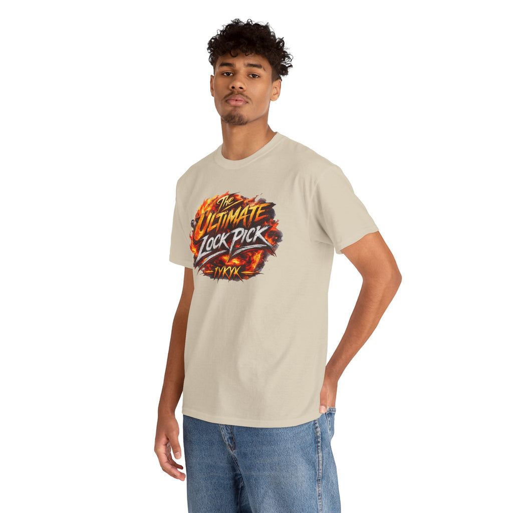 T-Shirt — "Ultimate Lock Pick" Fiery Logo Graphic Tee