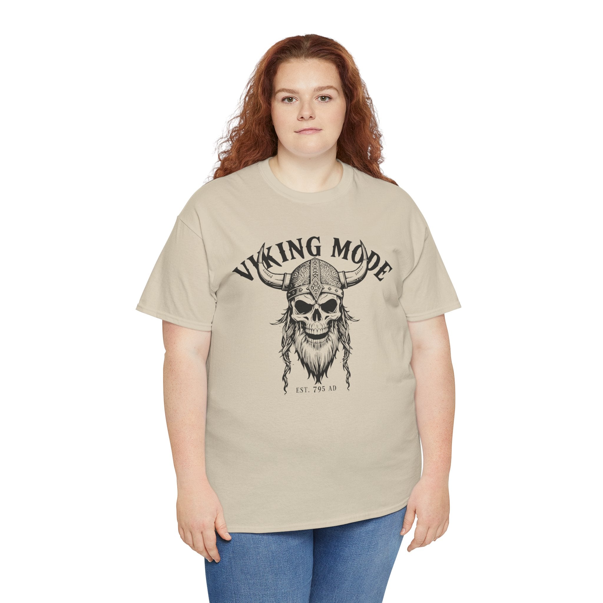Viking Mode Skull Viking T-shirt | Norse Helmet Skull Graphic Tee