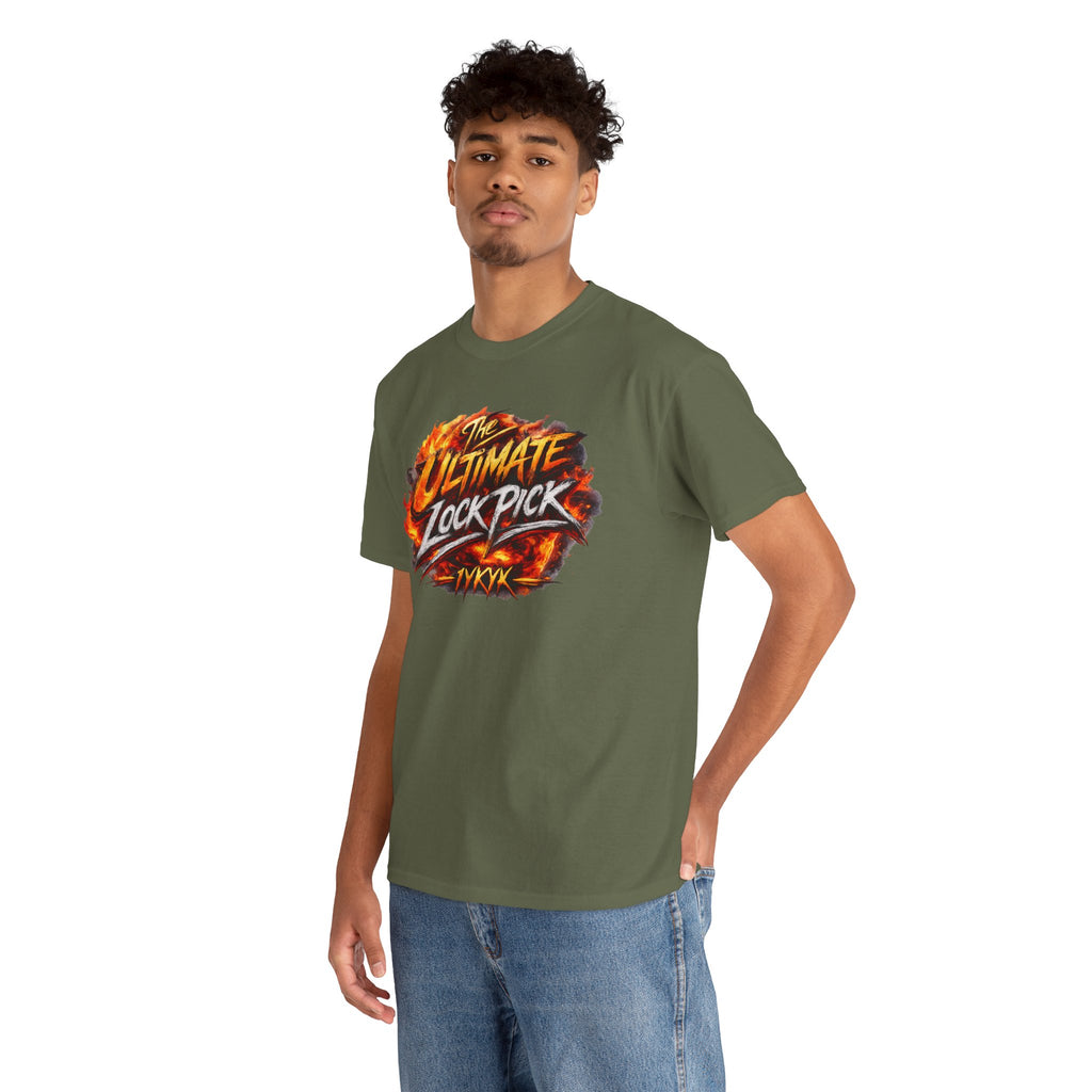 T-Shirt — "Ultimate Lock Pick" Fiery Logo Graphic Tee