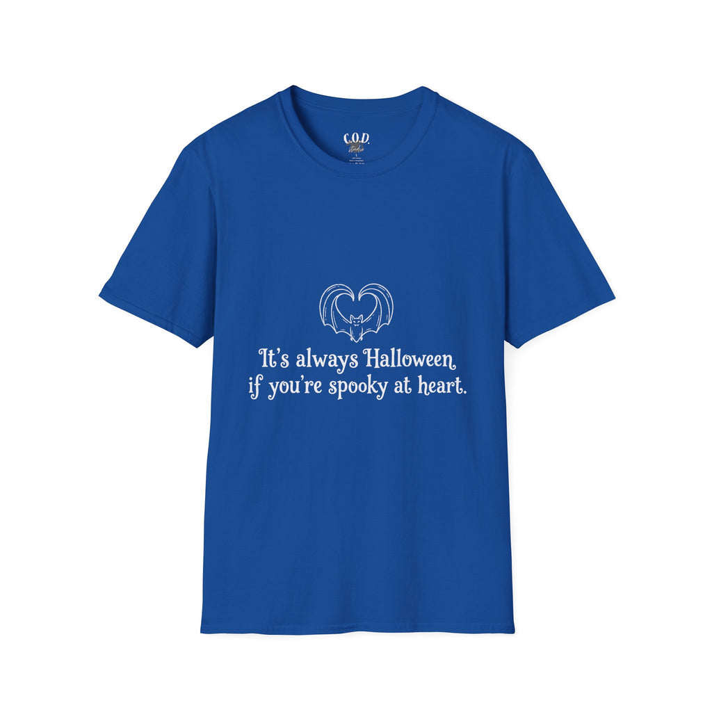 Halloween Bat Heart T-Shirt — "It's Always Halloween If You're Spooky at Heart"