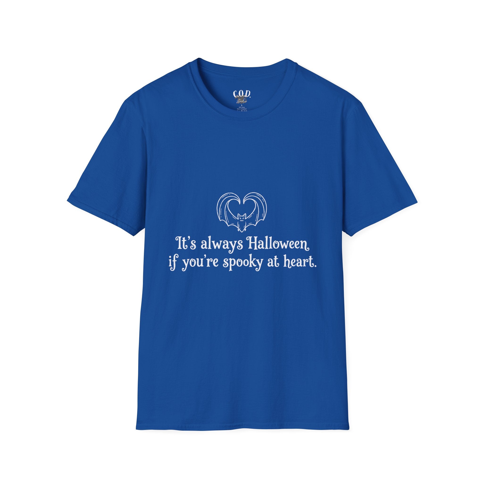 Halloween Bat Heart T-Shirt — "It's Always Halloween If You're Spooky at Heart"