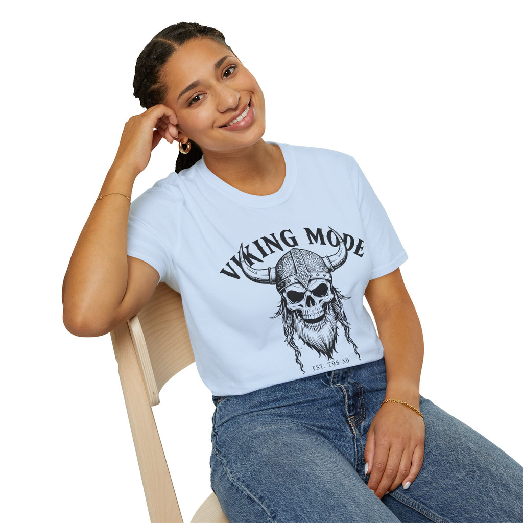 Viking Mode T-Shirt — Skull Horned Helmet Graphic