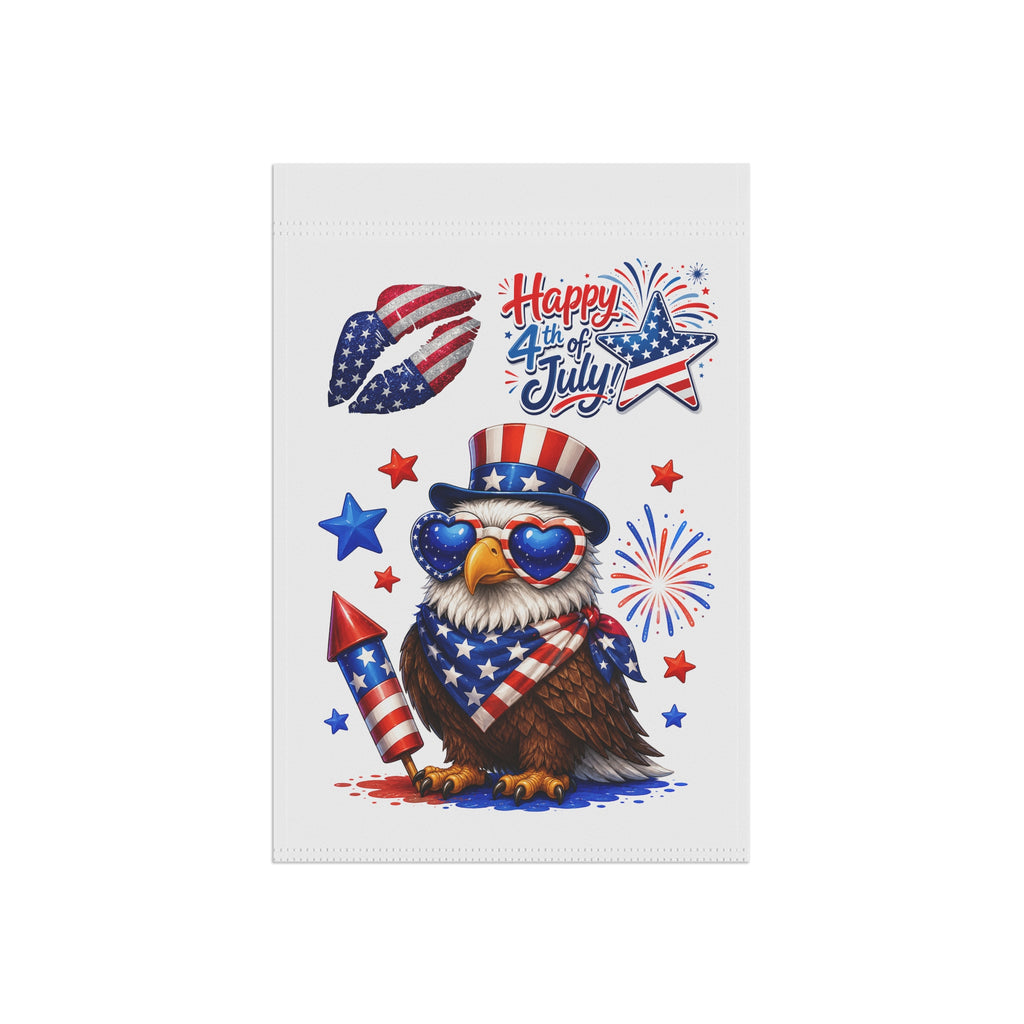 4th of July Patriotic Garden Flag — Eagle with Fireworks & "Happy 4th of July"
