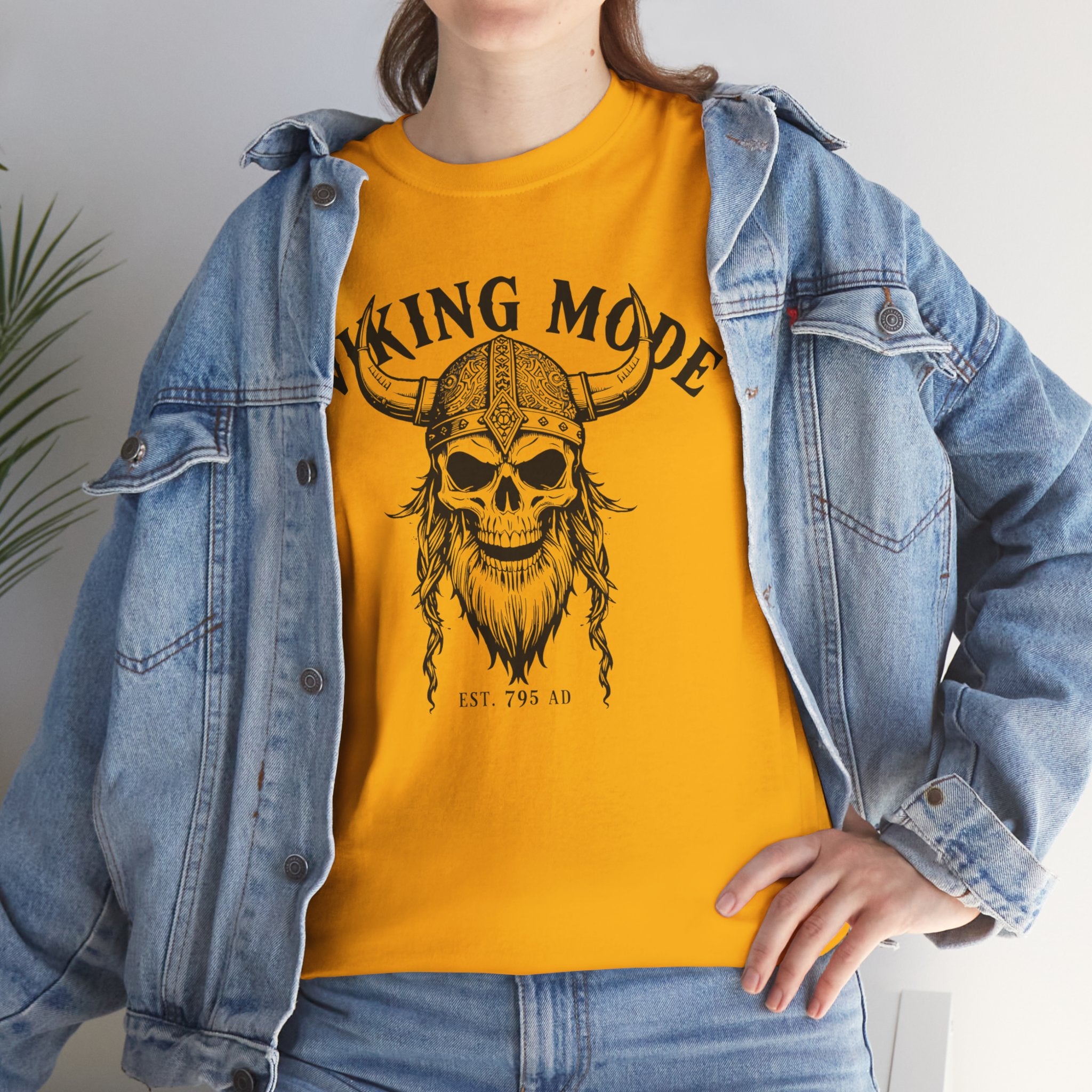 Viking Mode Skull Viking T-shirt | Norse Helmet Skull Graphic Tee