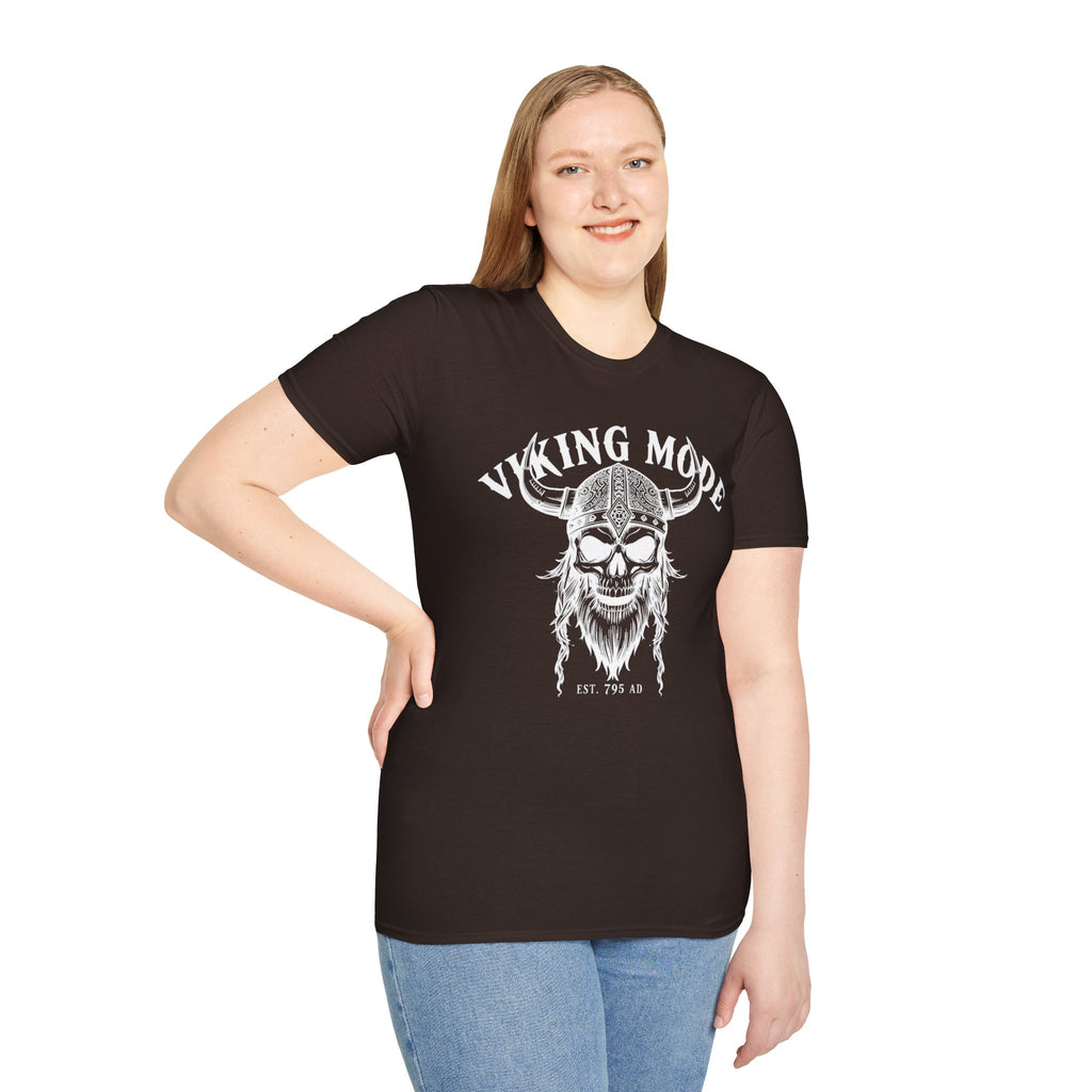 Viking Mode T-Shirt — Skull Horned Helmet Graphic