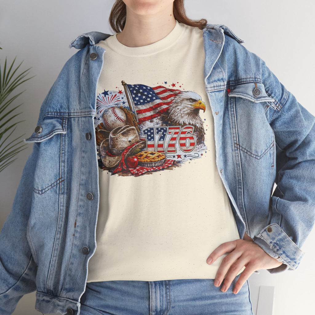 Patriotic Eagle American Flag T-Shirt — USA 1776 Military Tribute Tee