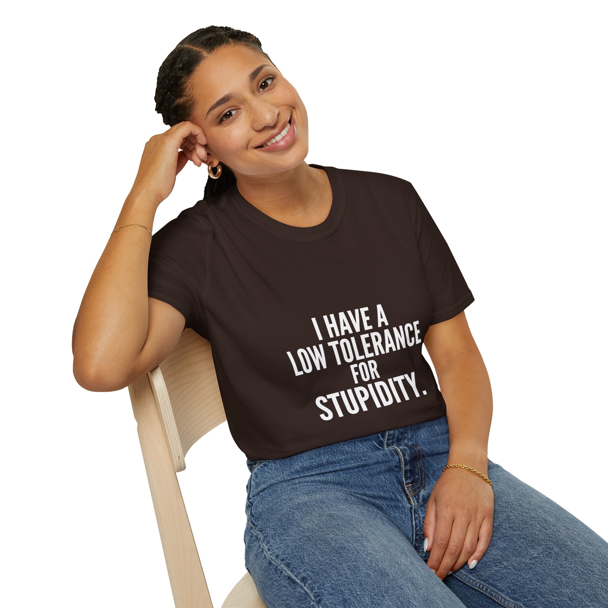 Graphic T-Shirt — "I Have a Low Tolerance for Stupidity" Bold Statement Tee