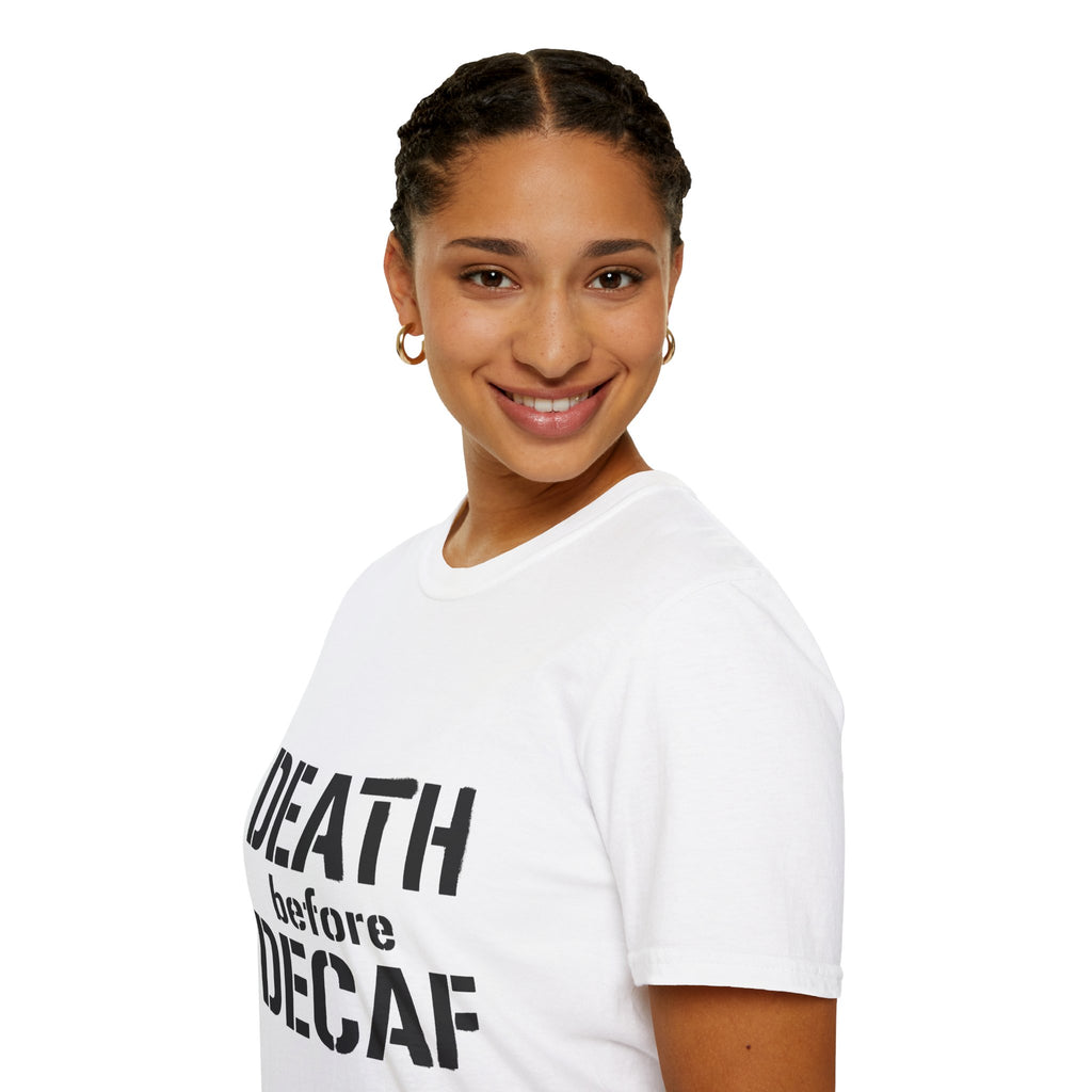 Death Before Decaf T-Shirt — Funny Coffee Lover Tee