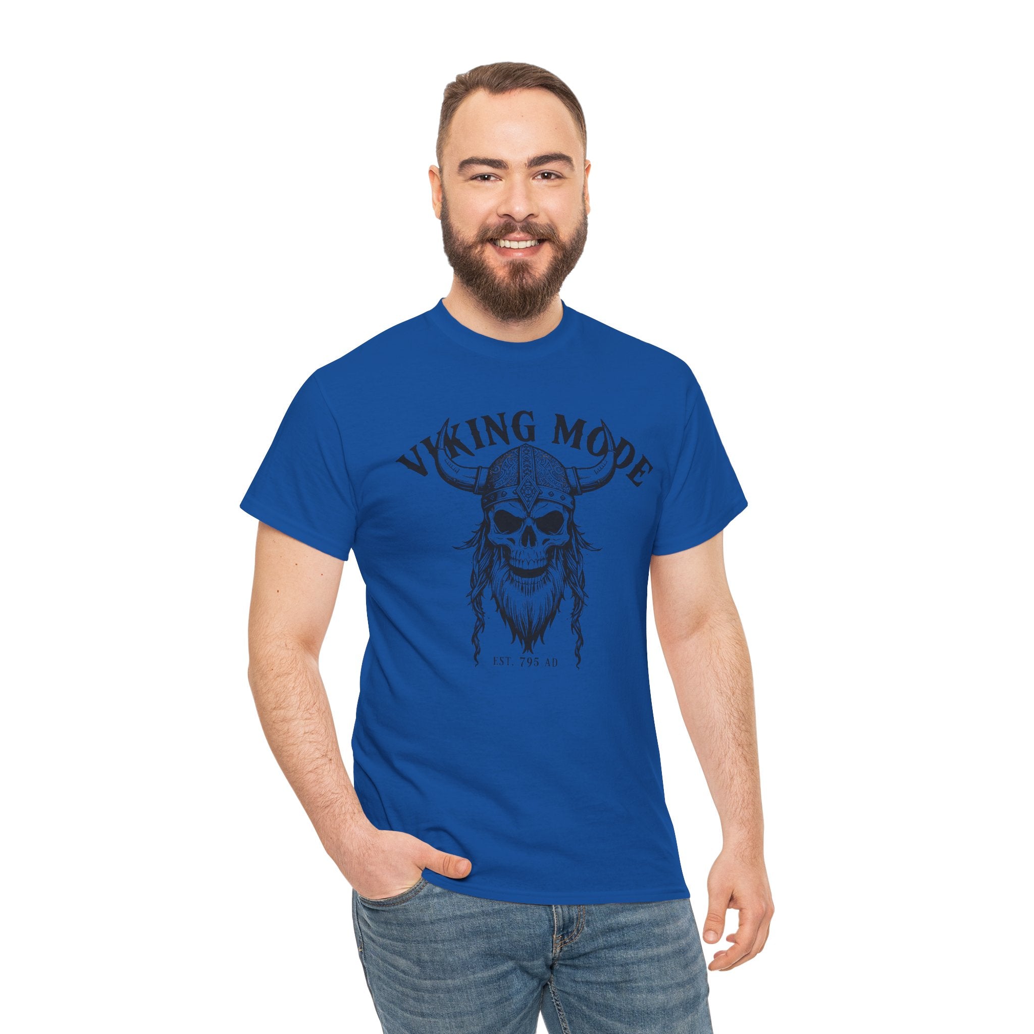Viking Mode Skull Viking T-shirt | Norse Helmet Skull Graphic Tee