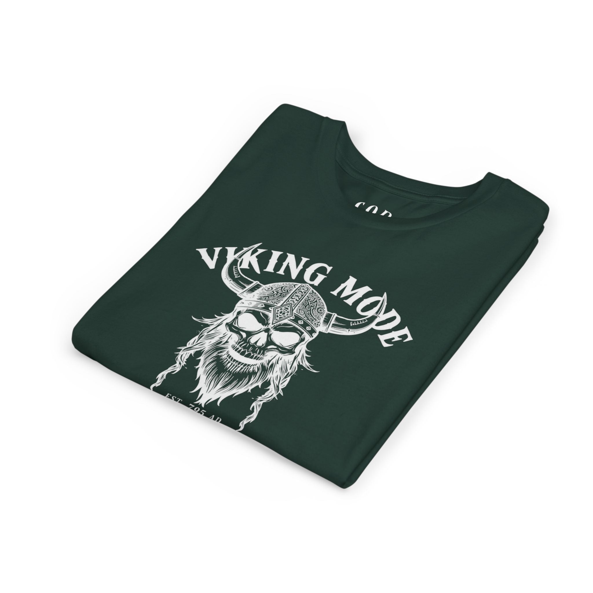 Viking Mode Youth T‑Shirt — Skull Horned Helmet Graphic Tee for Kids