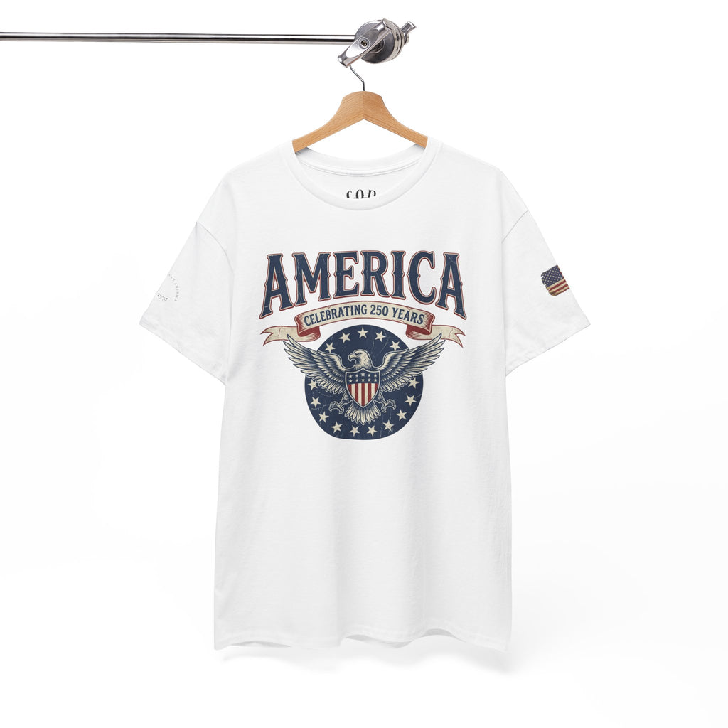 America Patriotic T‑Shirt – "America Celebrating 250 Years" Eagle Emblem