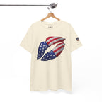American Flag Kiss T‑Shirt – Patriotic USA Lip Print Tee for 4th of July