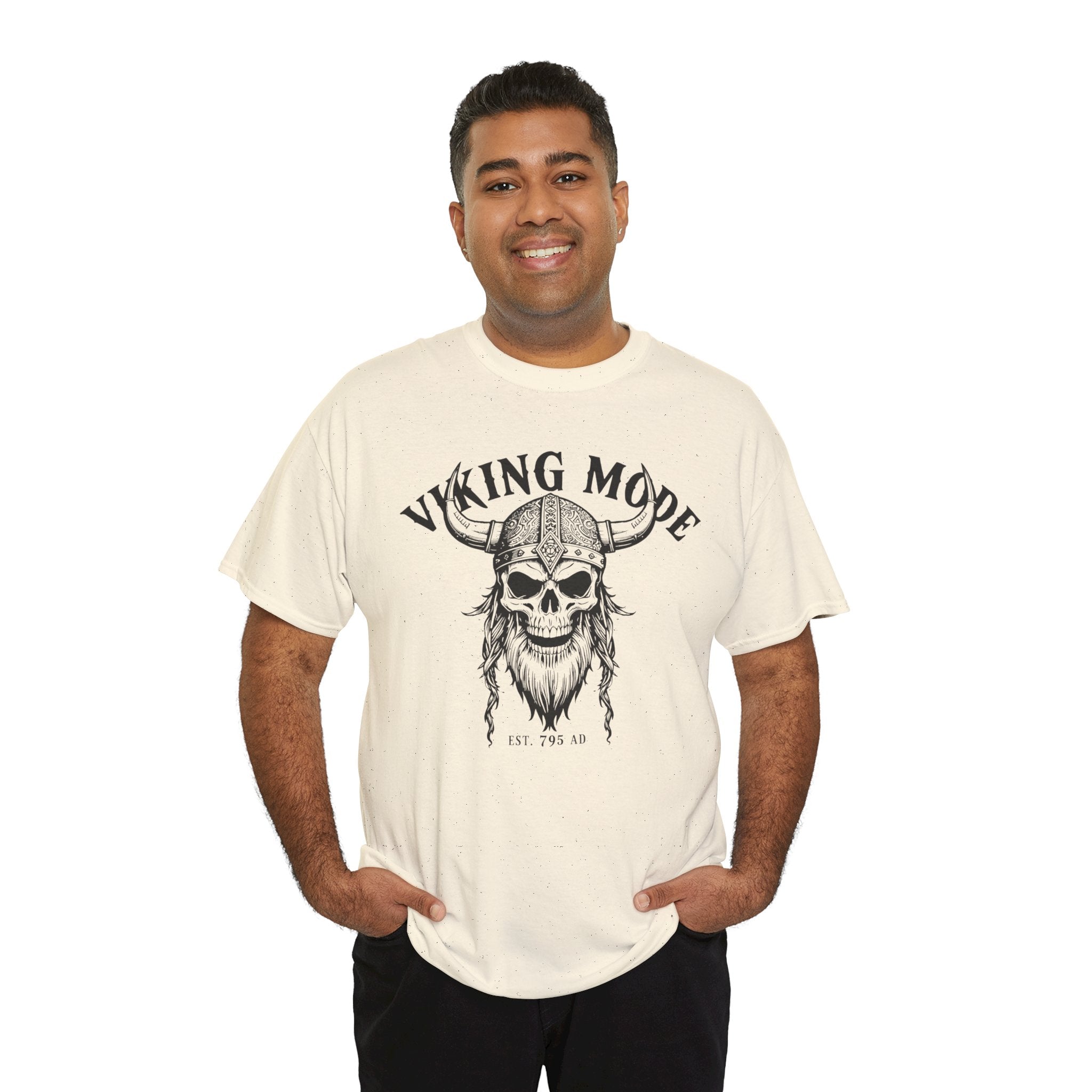 Viking Mode Skull Viking T-shirt | Norse Helmet Skull Graphic Tee