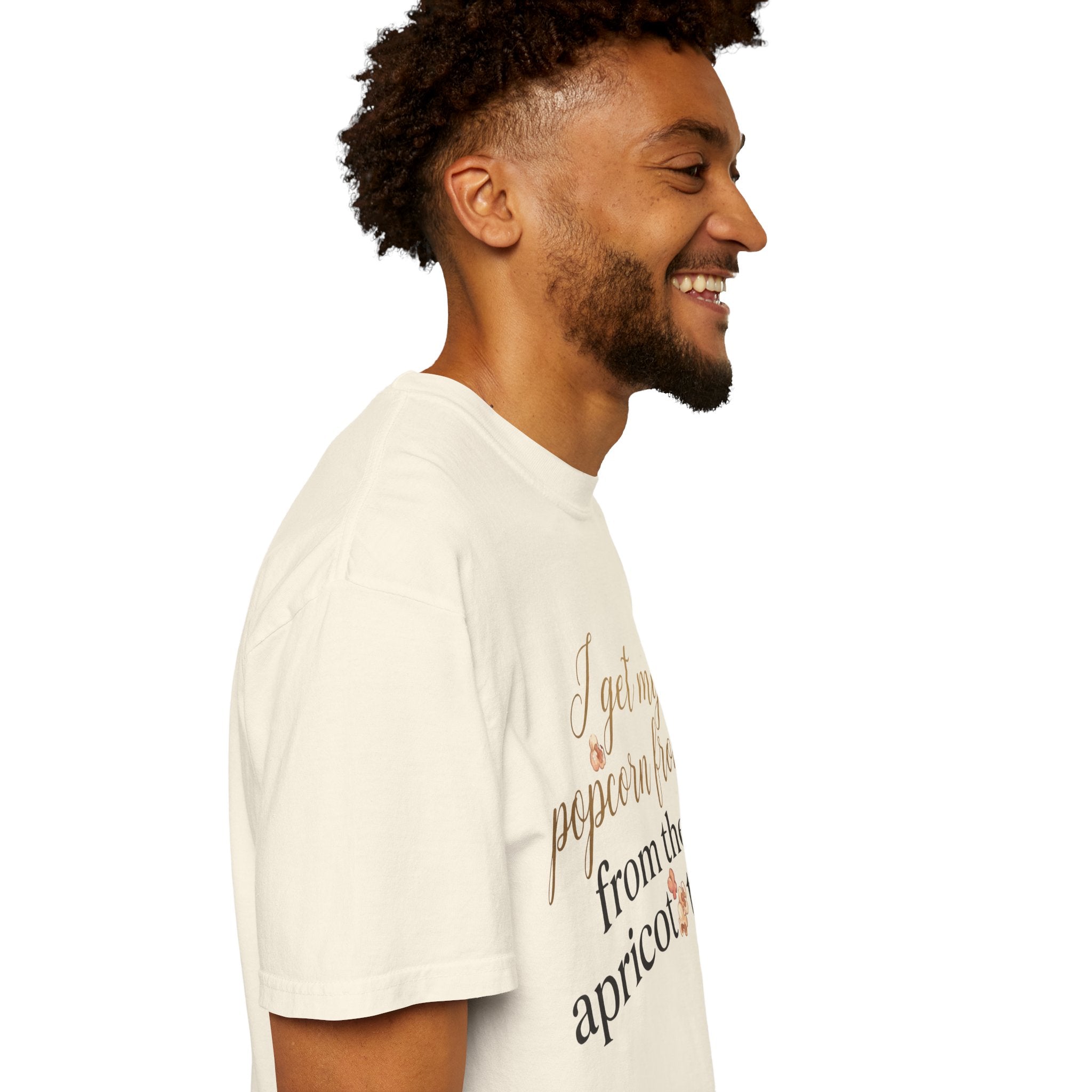 T-Shirt — “I Get My Popcorn From The Apricot Tree” Script Graphic Tee | Hymns | LDS |
