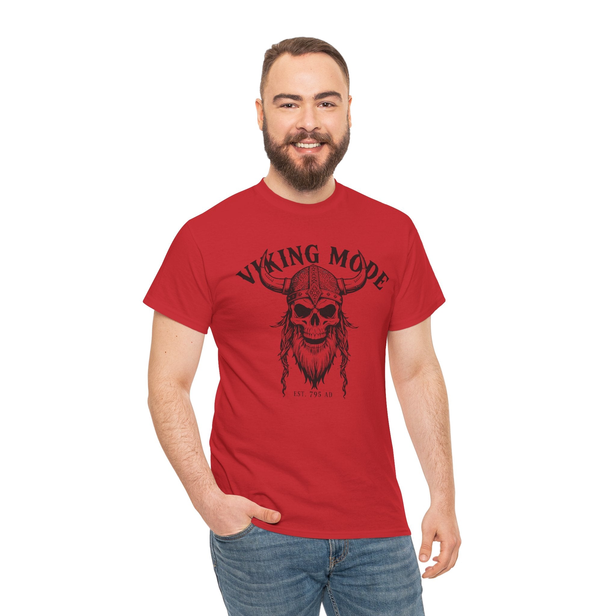 Viking Mode Skull Viking T-shirt | Norse Helmet Skull Graphic Tee