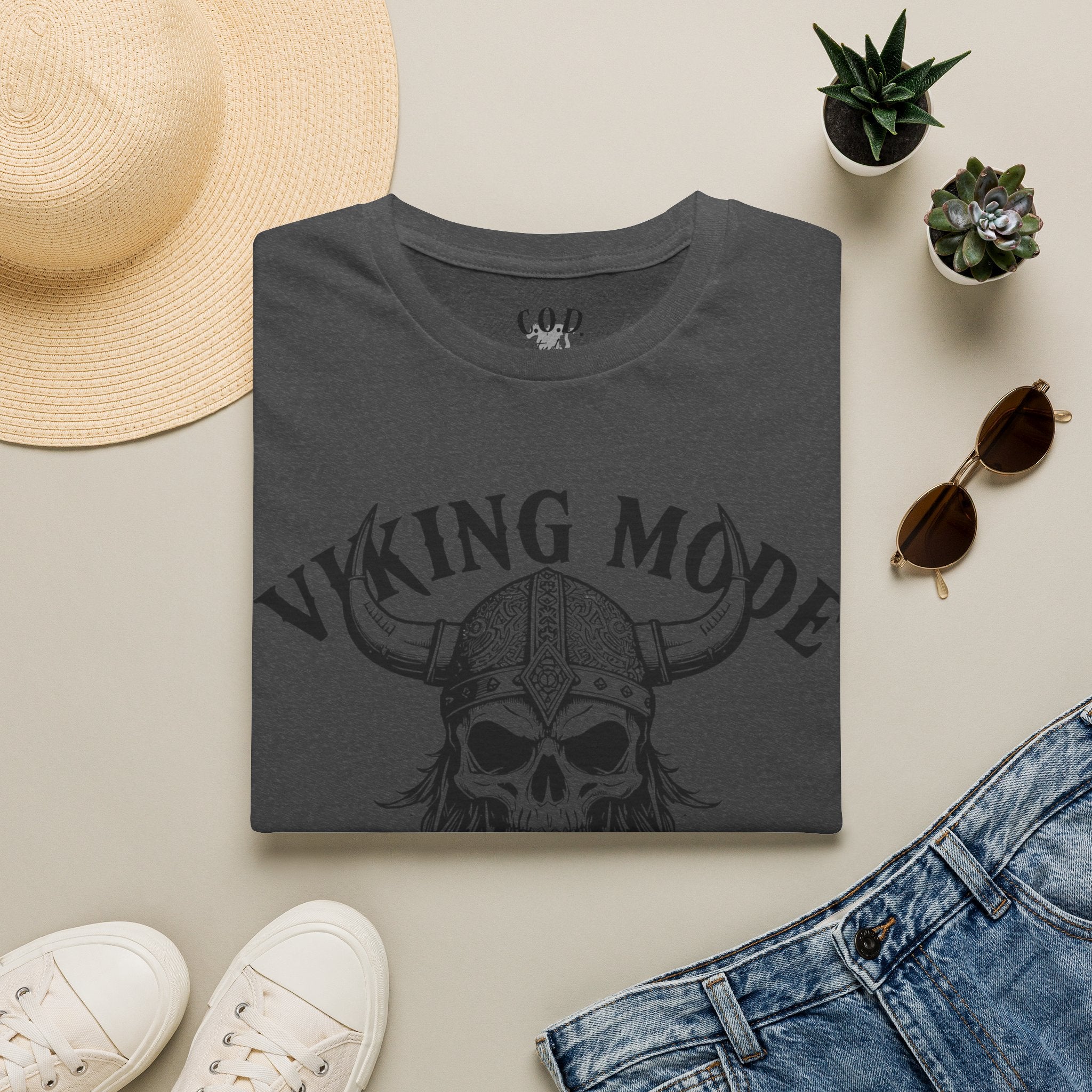 Viking Mode T-Shirt — Skull Horned Helmet Graphic