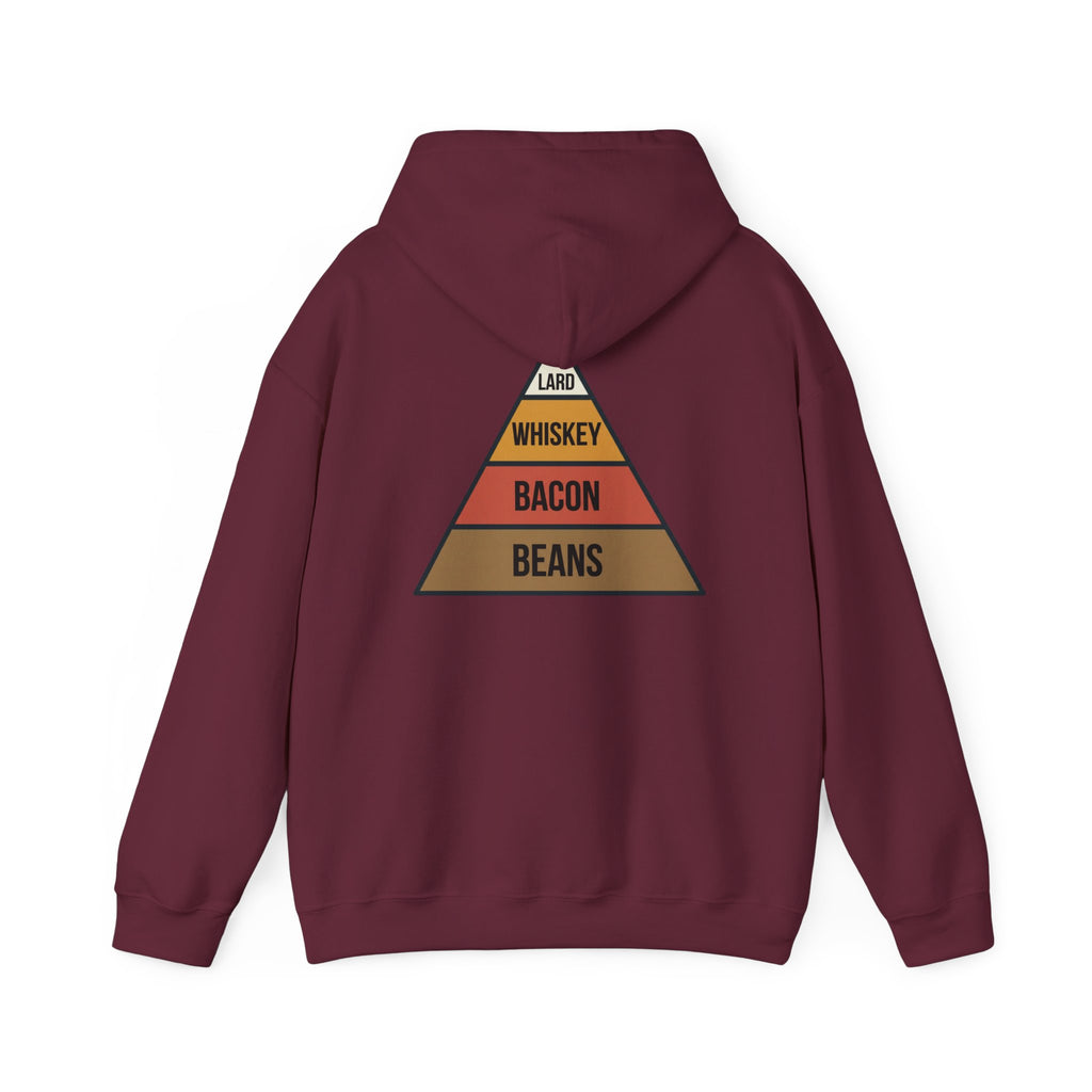 Food Pyramid Design Hoodie | Beans Bacon Whiskey Lard Illustration