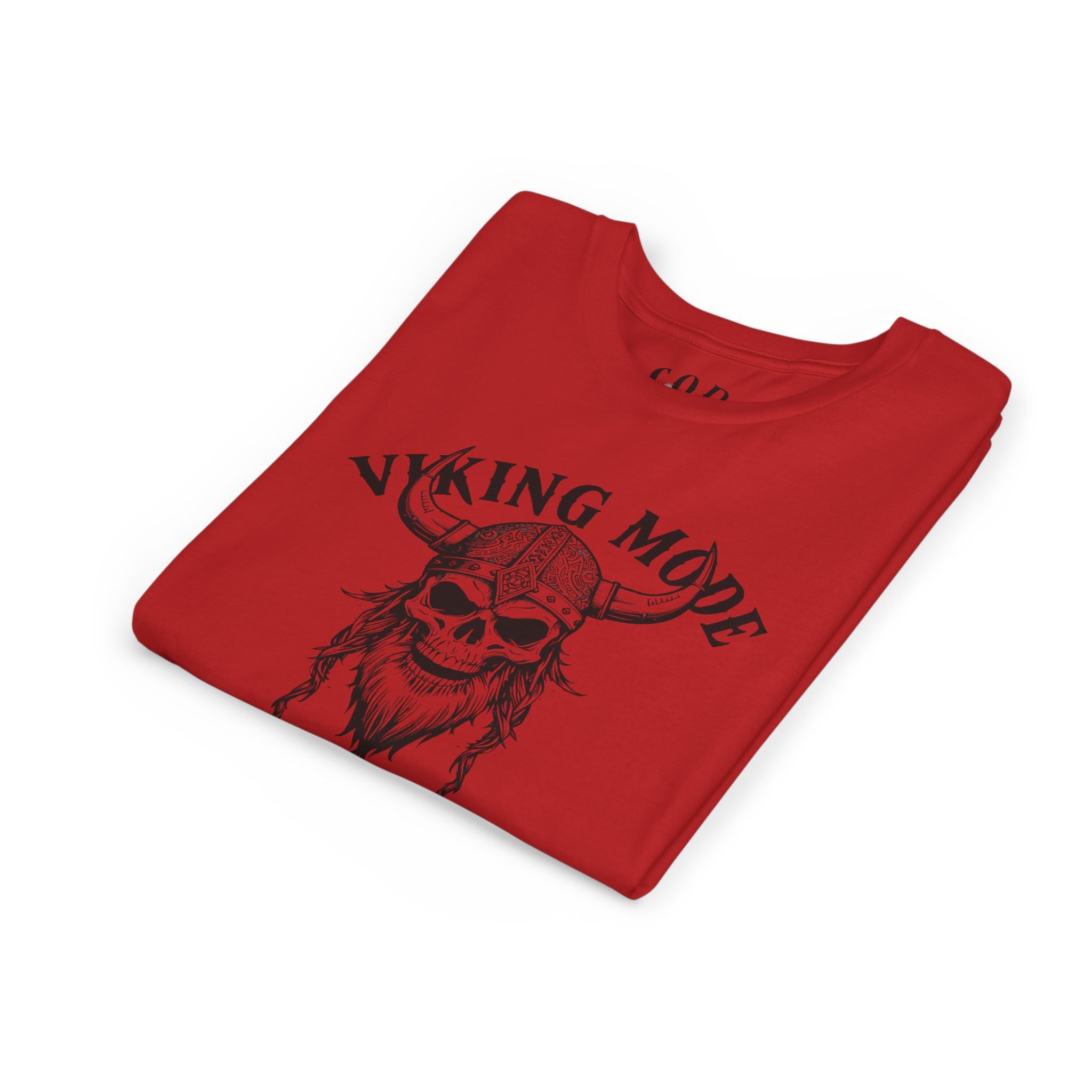 Viking Mode Youth T‑Shirt — Skull Horned Helmet Graphic Tee for Kids