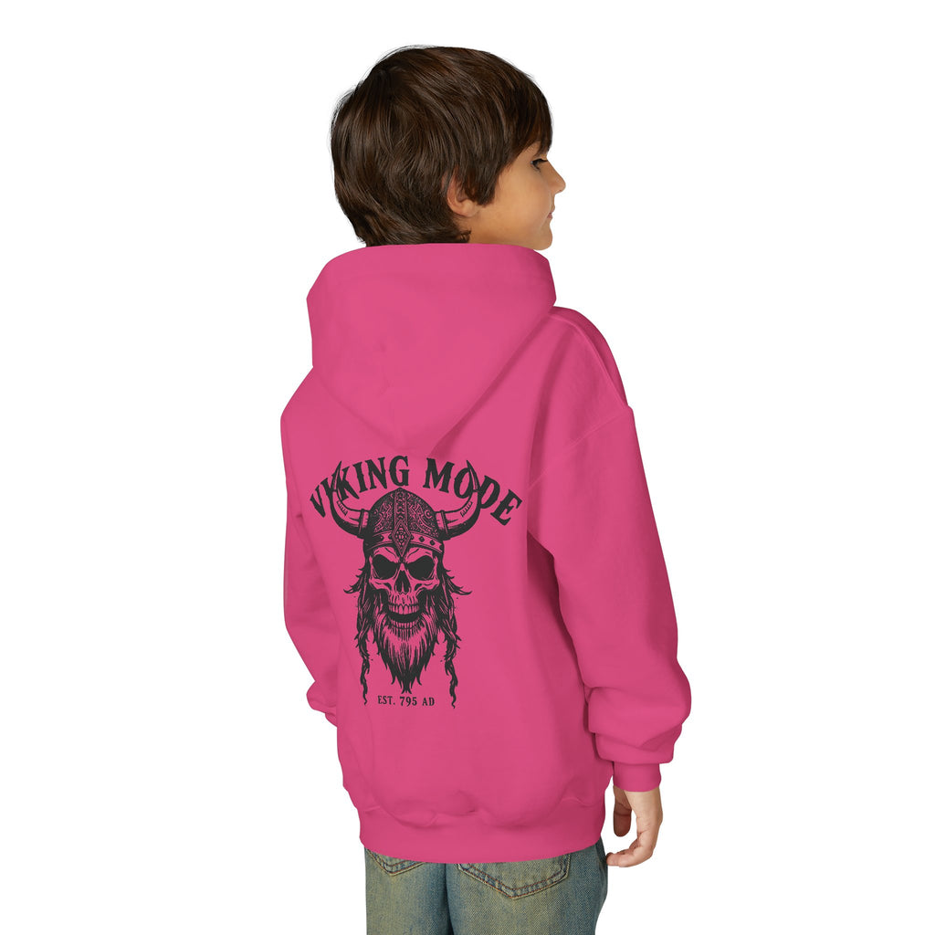 Viking Mode Skull with Horned Helmet Hoodie | Youth Hoodie