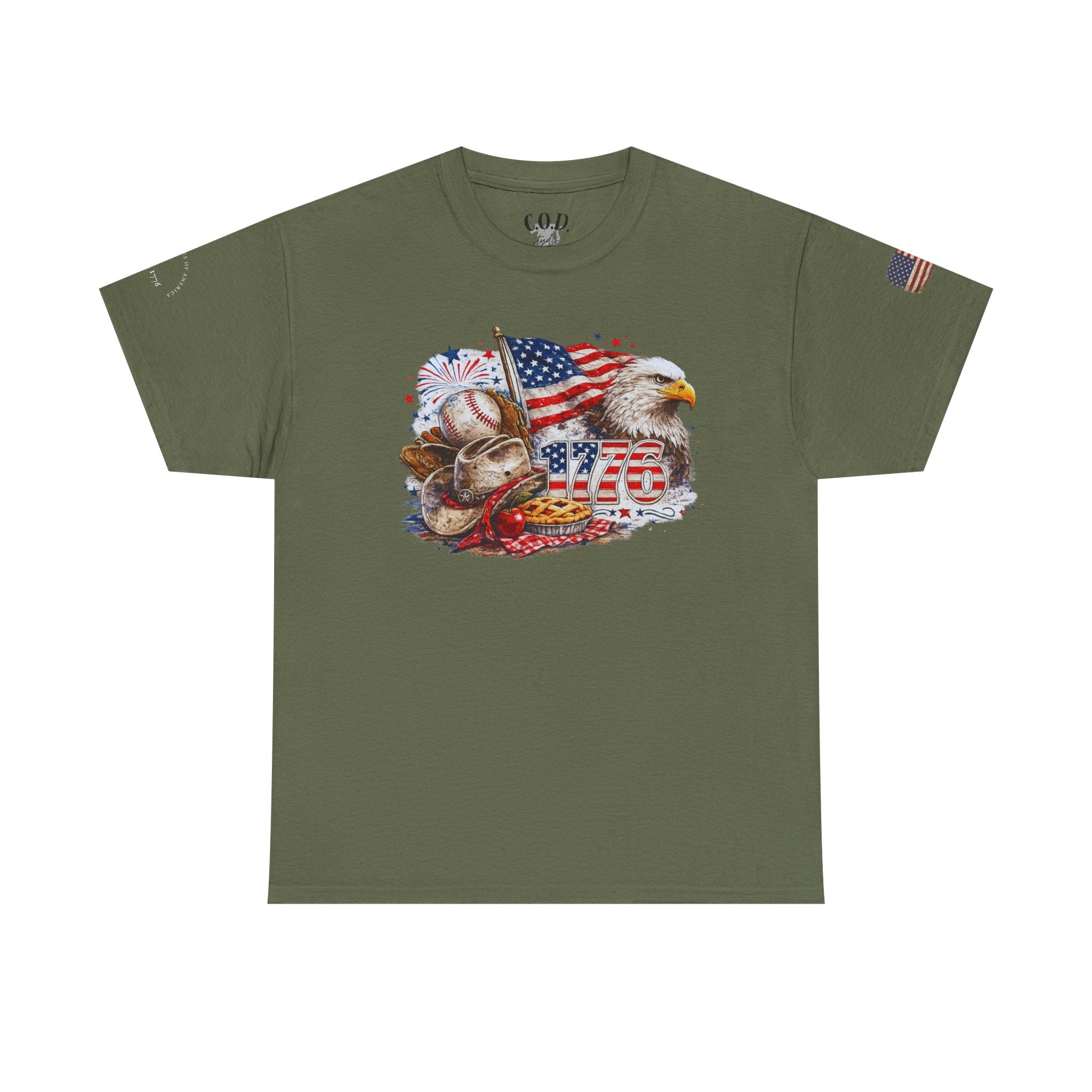 Patriotic Eagle American Flag T-Shirt — USA 1776 Military Tribute Tee