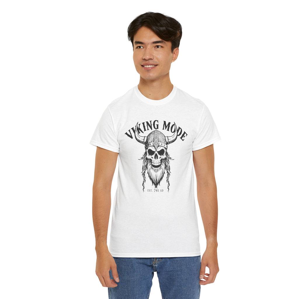 Viking Mode Skull Viking T-shirt | Norse Helmet Skull Graphic Tee