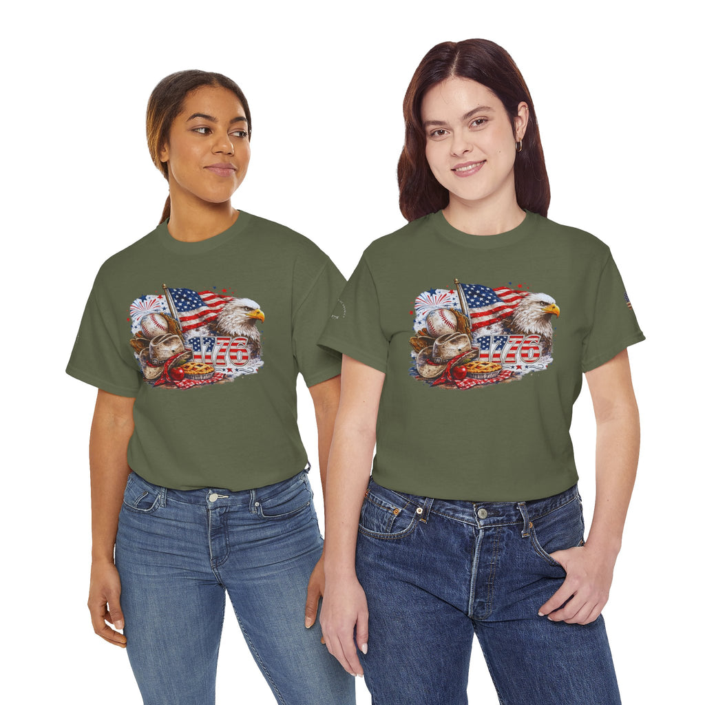 Patriotic Eagle American Flag T-Shirt — USA 1776 Military Tribute Tee